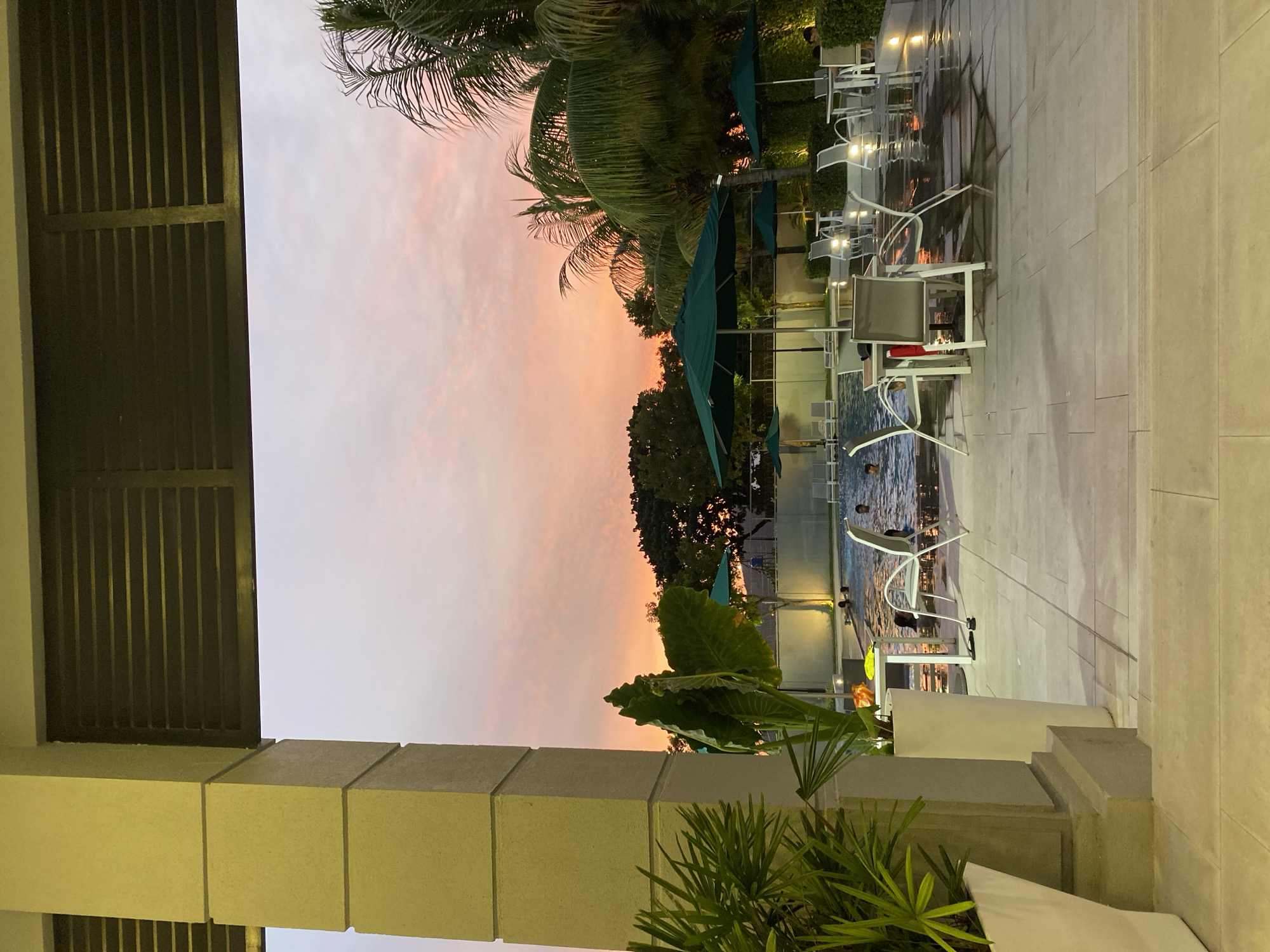 Sunset swimming pool gathering captured in Guayaquil, Ecuador