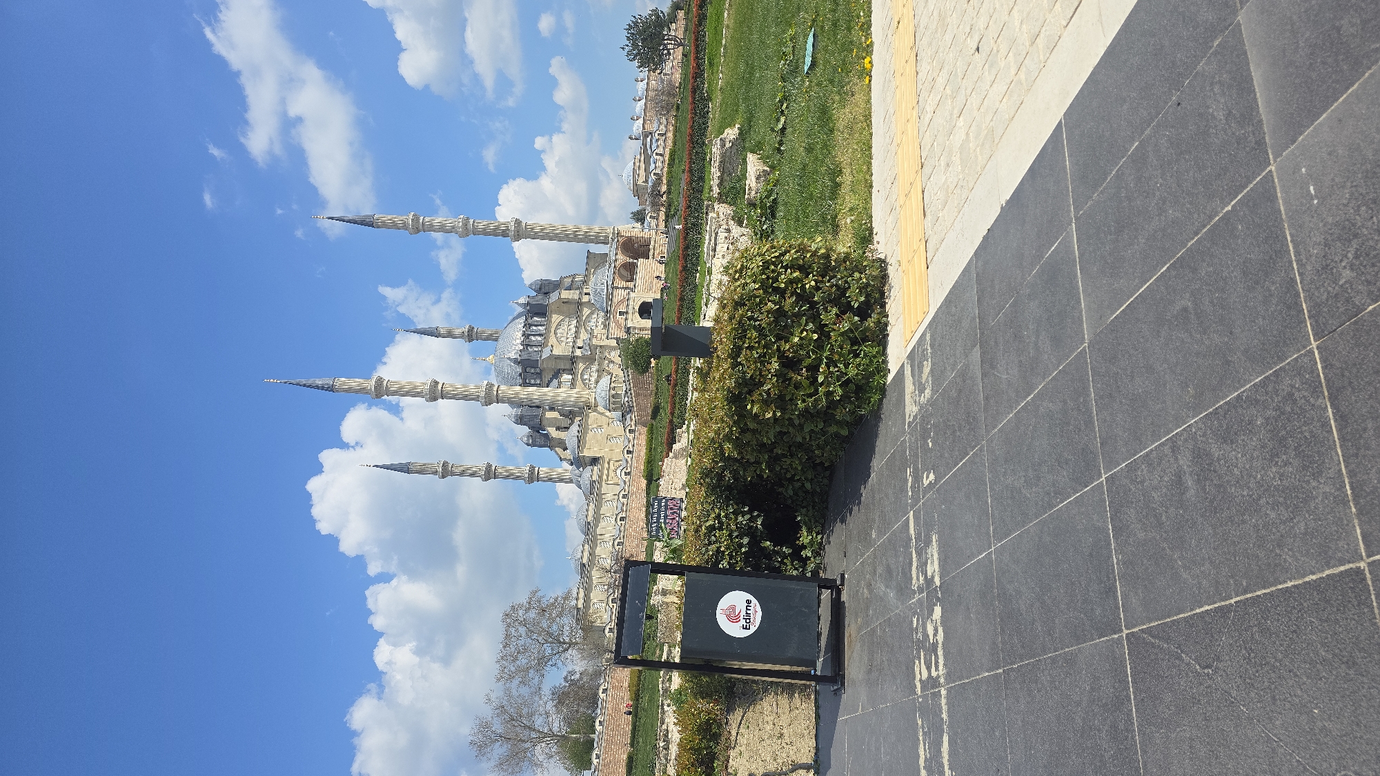 Selimiye Mosque photographed under blue skies in Edirne, Turkey