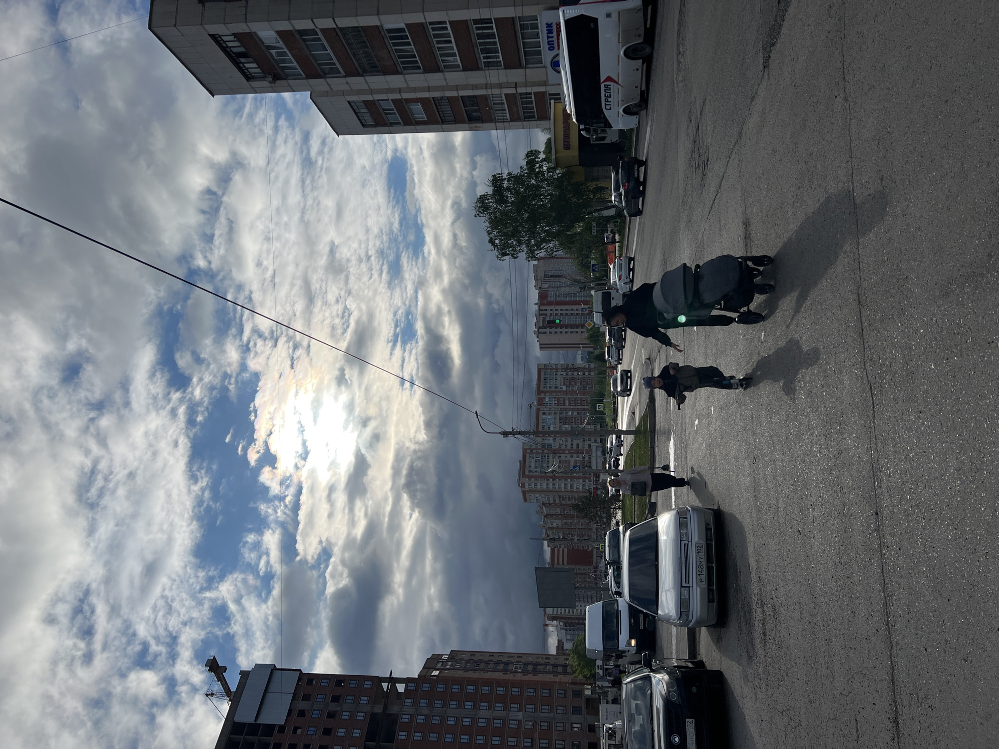 Construction activity observed on Ufa street with vehicles, pedestrians