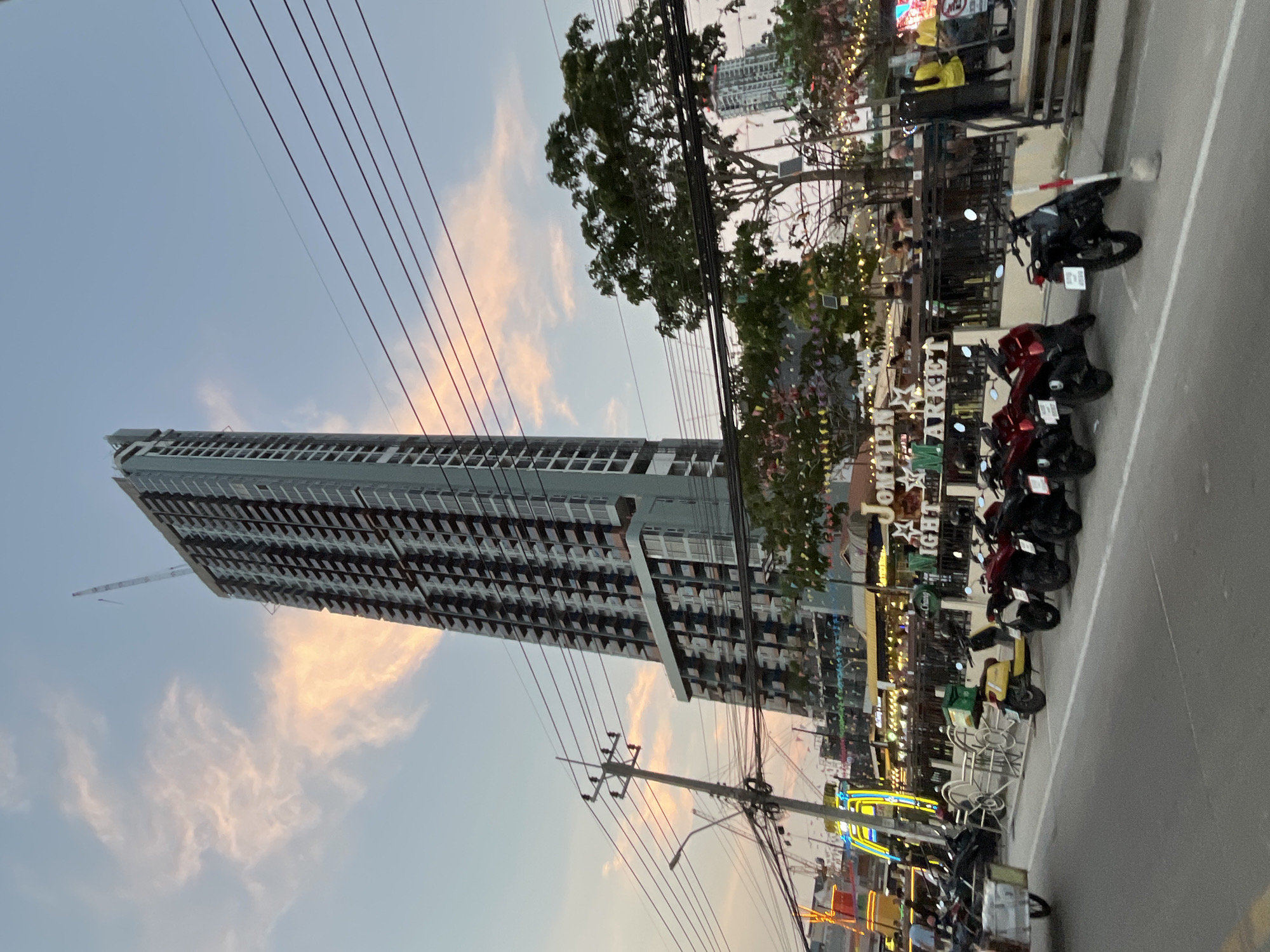 Construction activity observed in Pattaya City at dusk