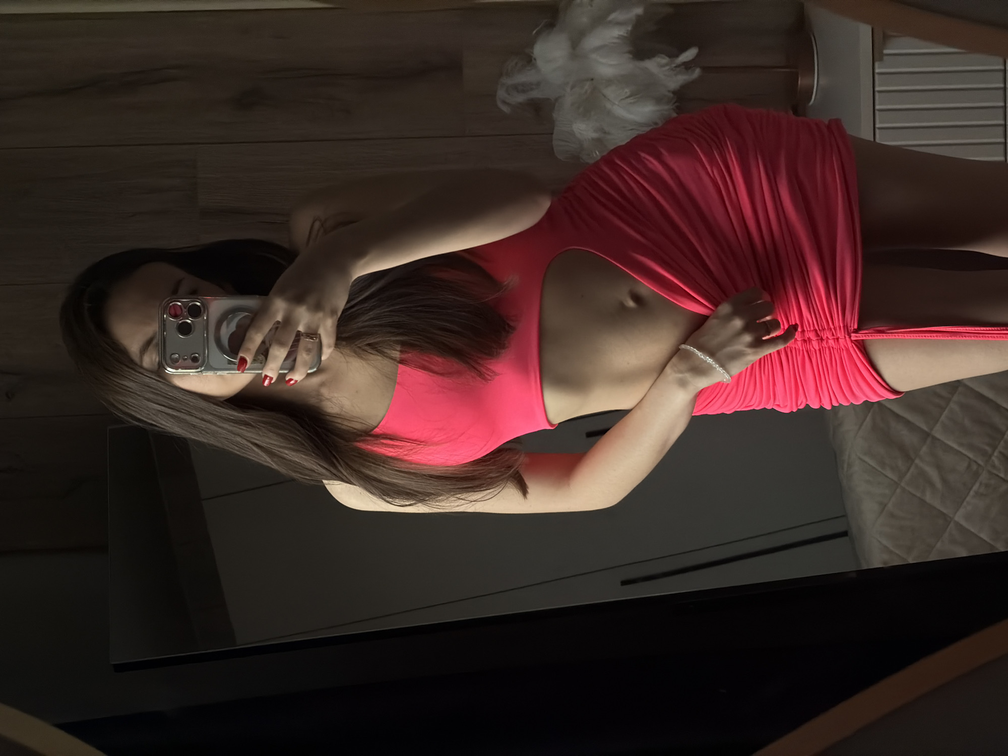 Woman takes mirror selfies in Chaikovsky, Russia