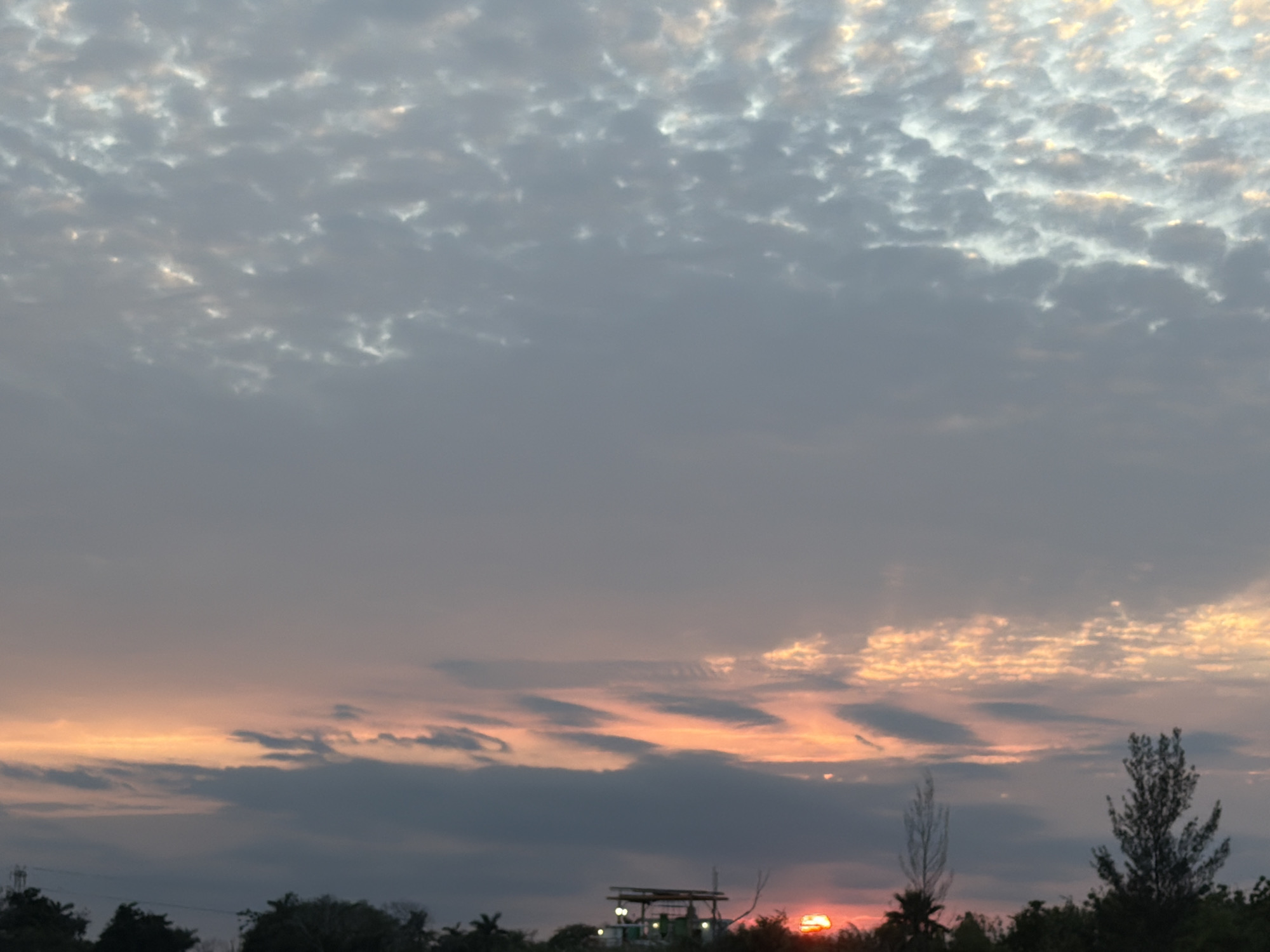 Sunset observed with colorful clouds in Tampico, Mexico