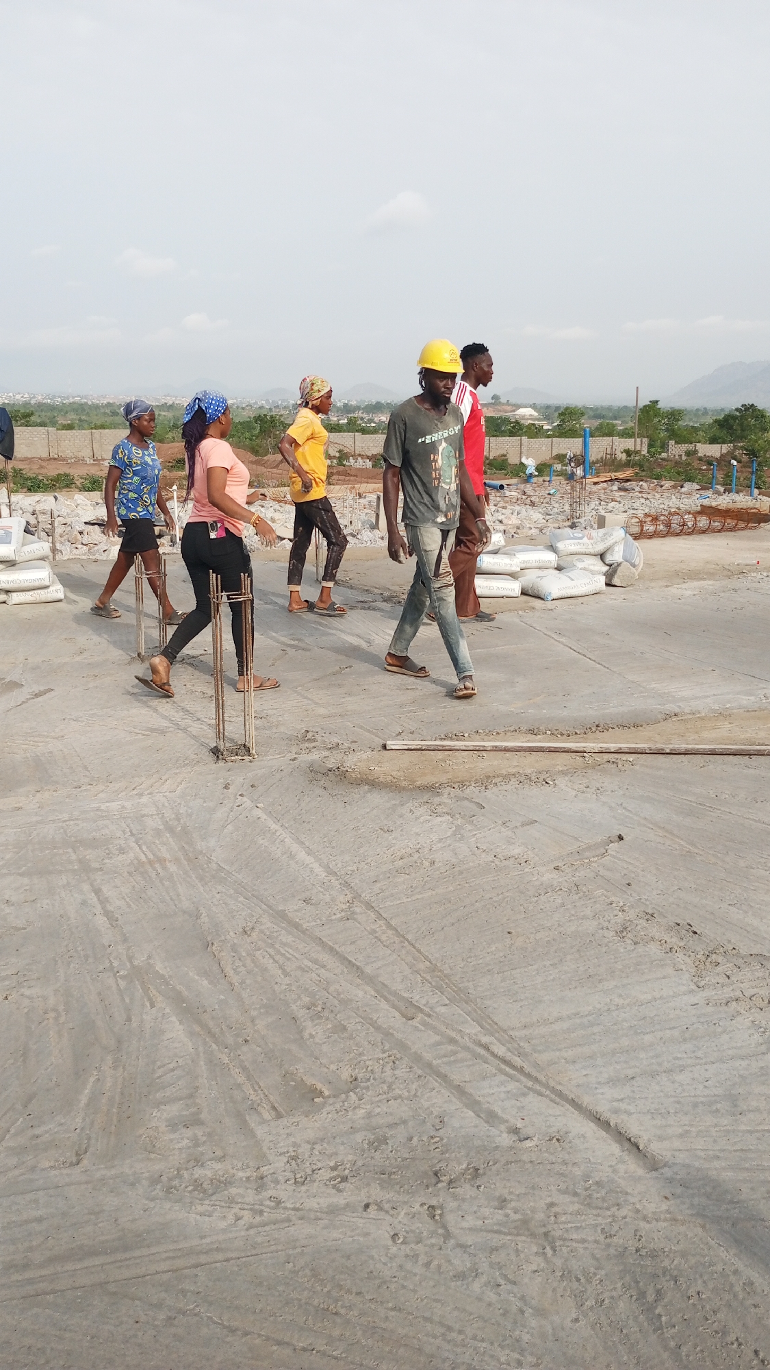 Construction workers active at building site in Zango-ndaji, Nigeria