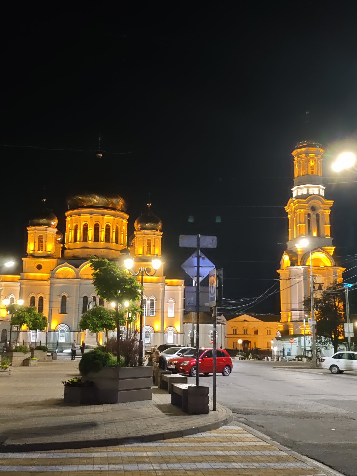 Rostov-on-Don city center lit up on a summer night