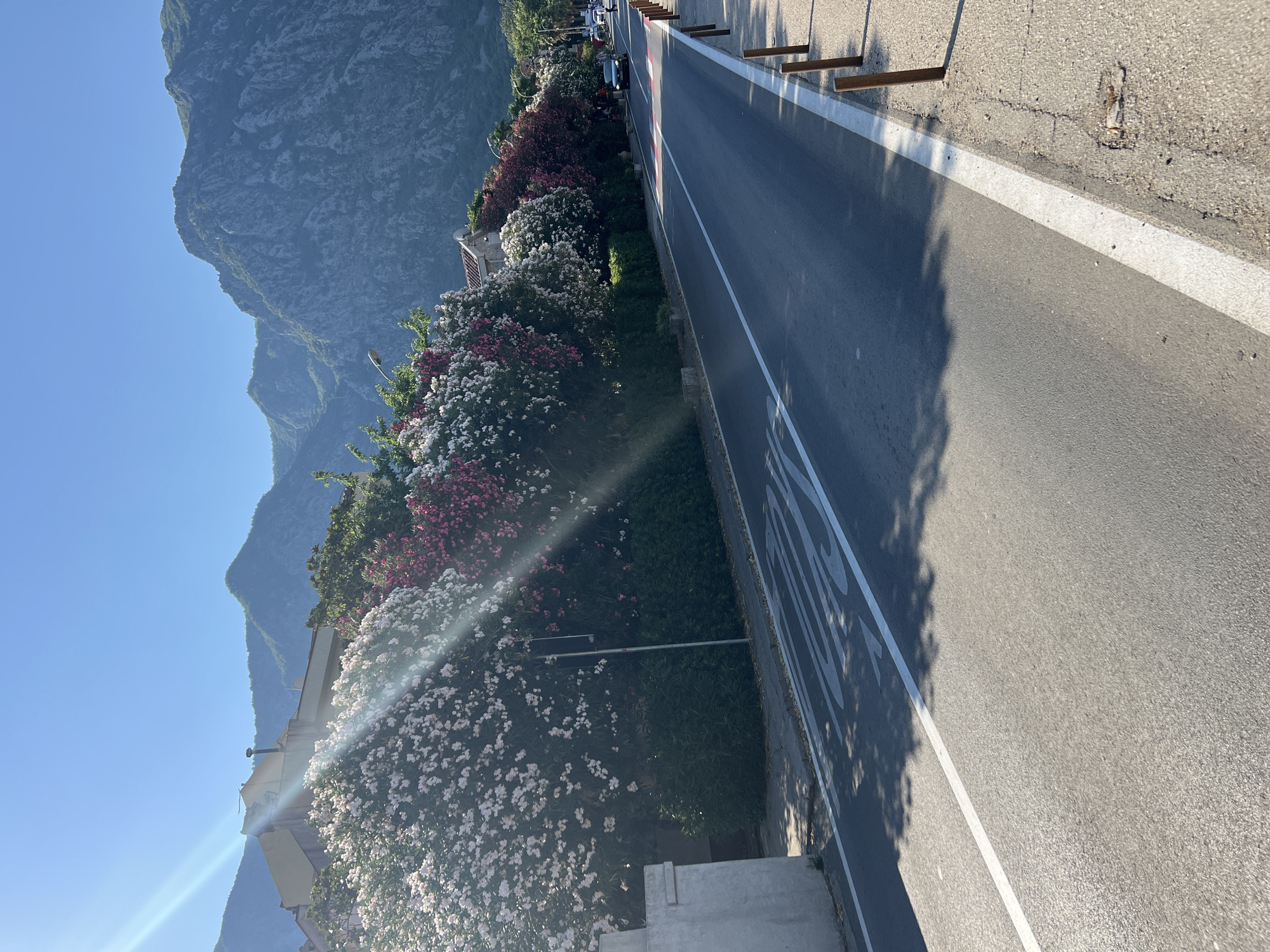 Risan's Bay of Kotor waterfront on a bright summer morning