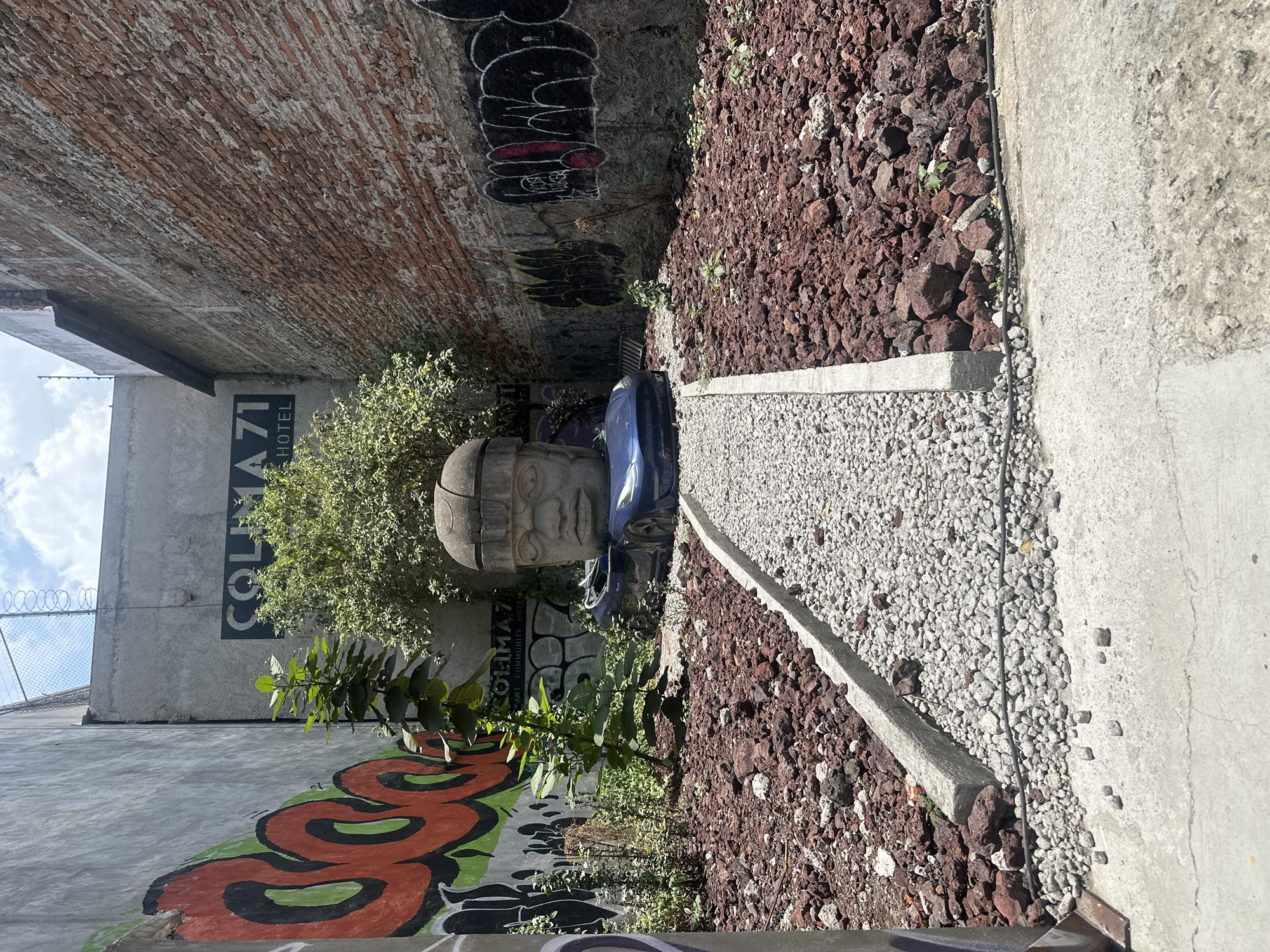 Olmec head sculpture spotted on car near Mexico City arts district