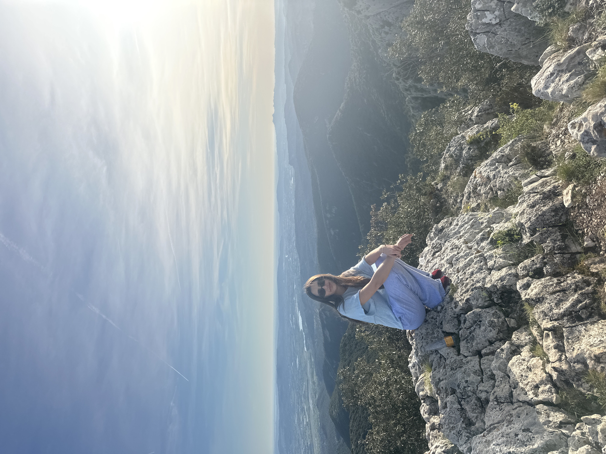 Woman visits scenic hilltop viewpoints near Bonnieux, France