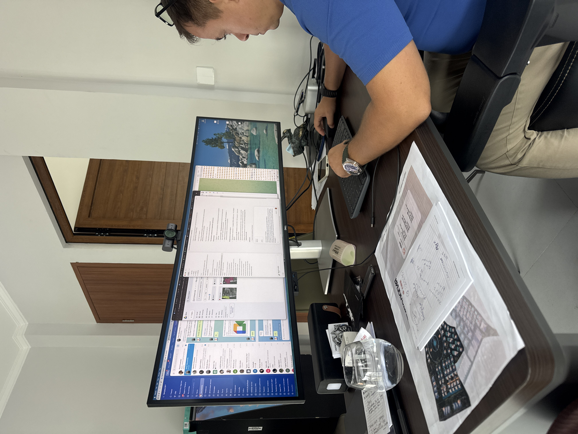 Morning workspace routine documented in Denpasar, Indonesia
