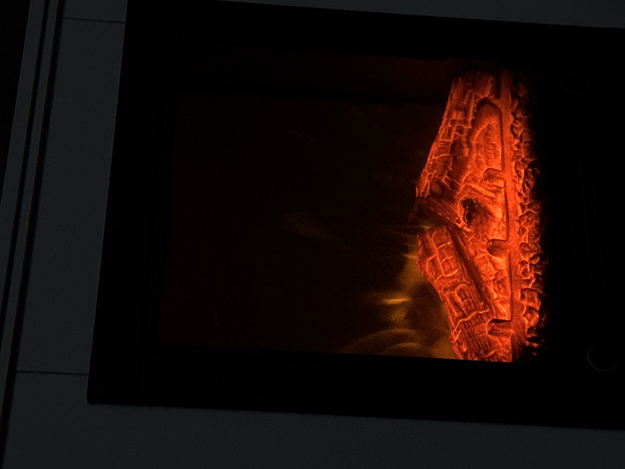 Electric fireplace glows in Bulgarian home