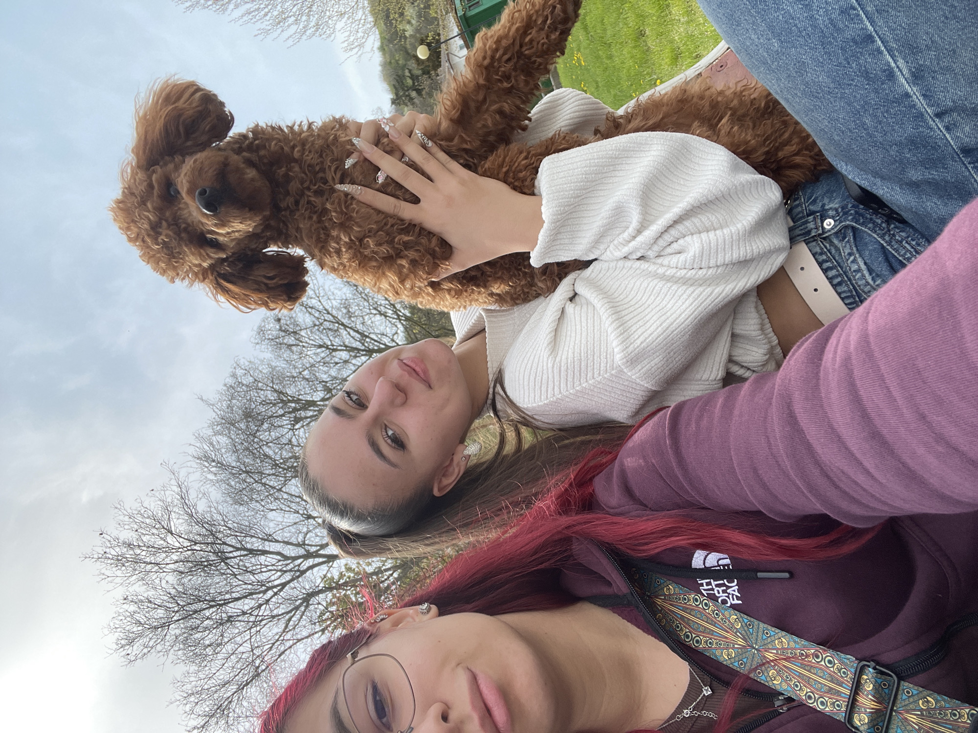 Two women photographed in park in Nikopol, Bulgaria