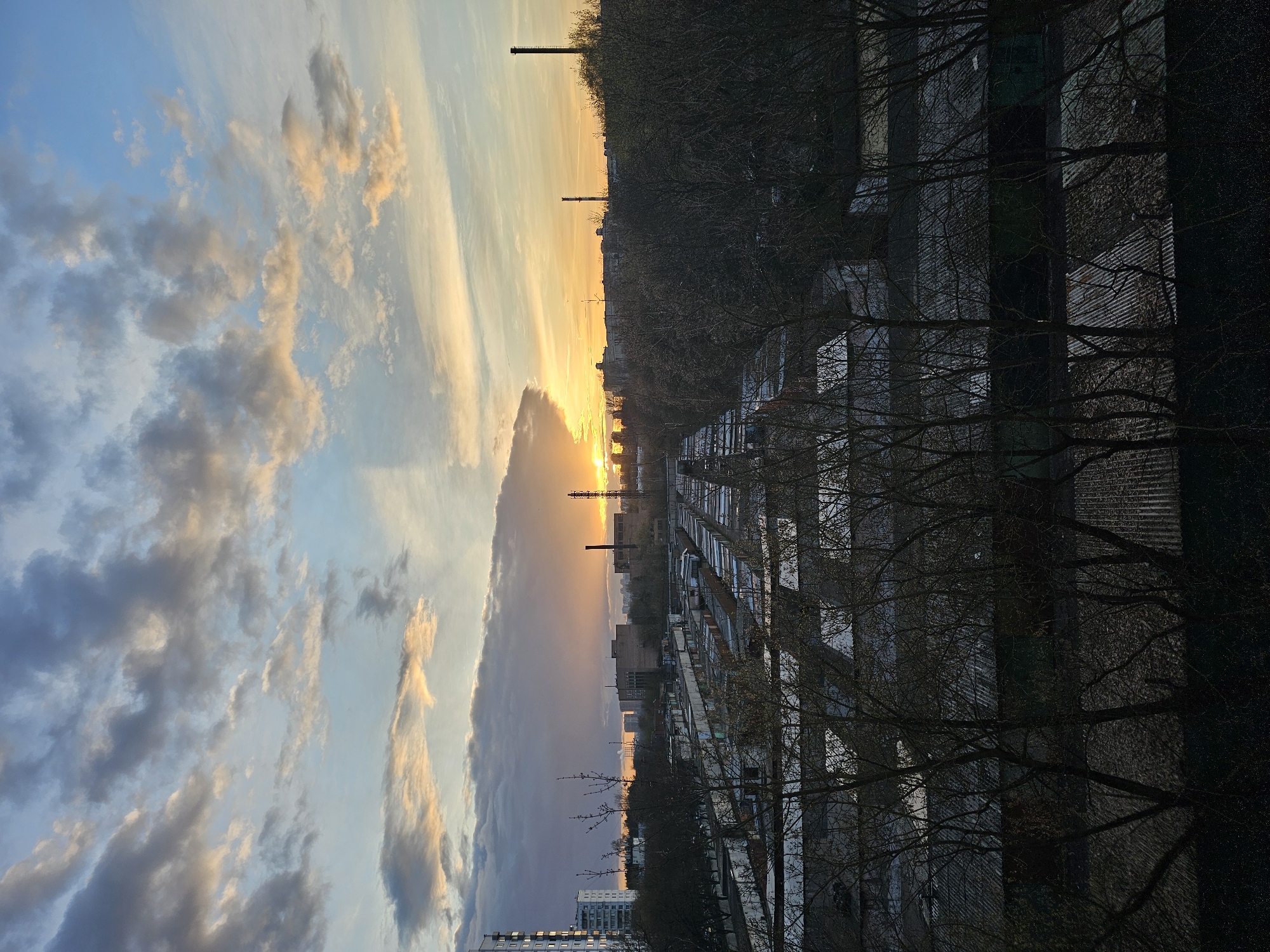Sunset view captured over Khimki, Russia cityscape