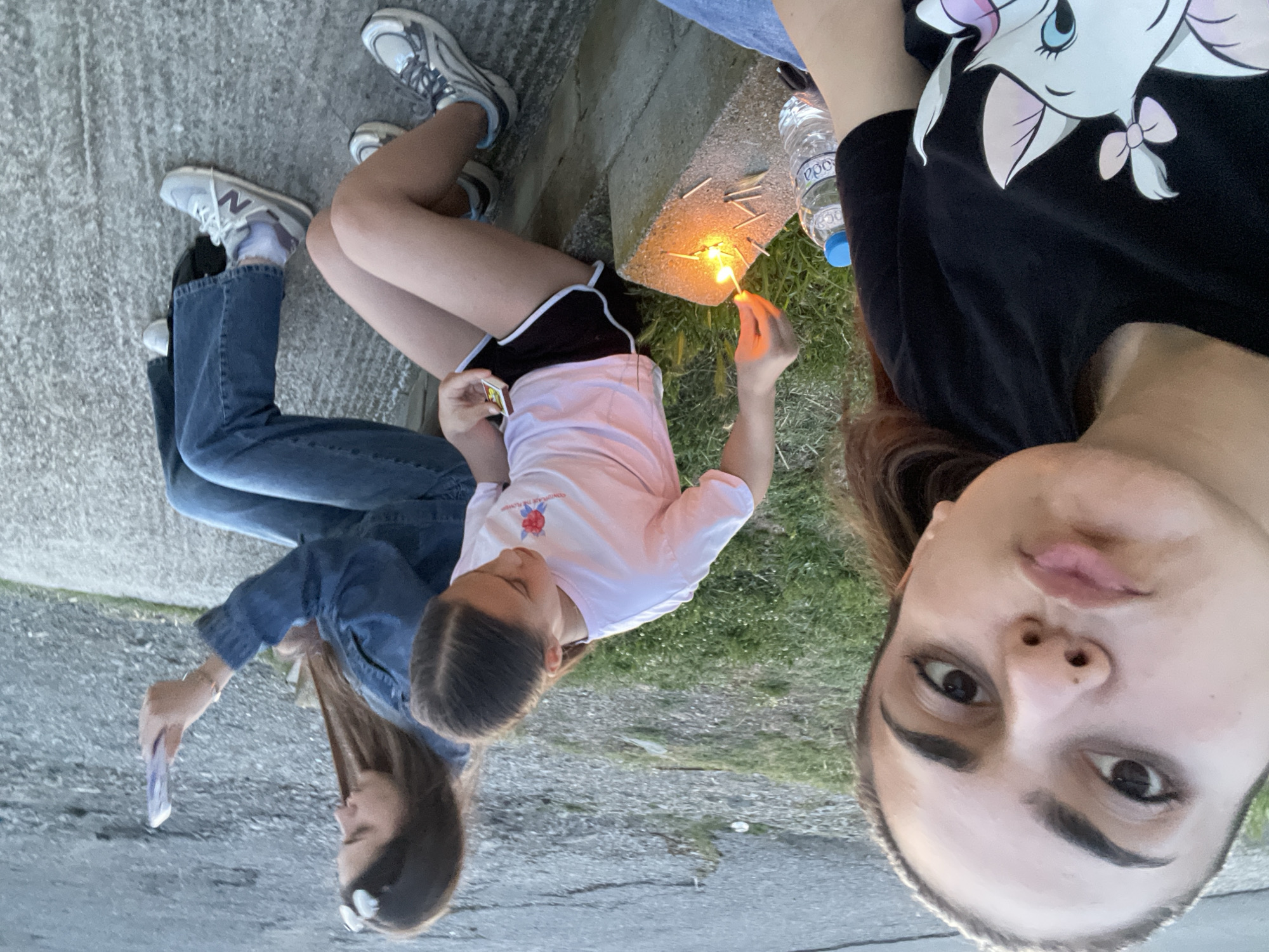 Young people socialize, take selfies during twilight in Debelt, Bulgaria