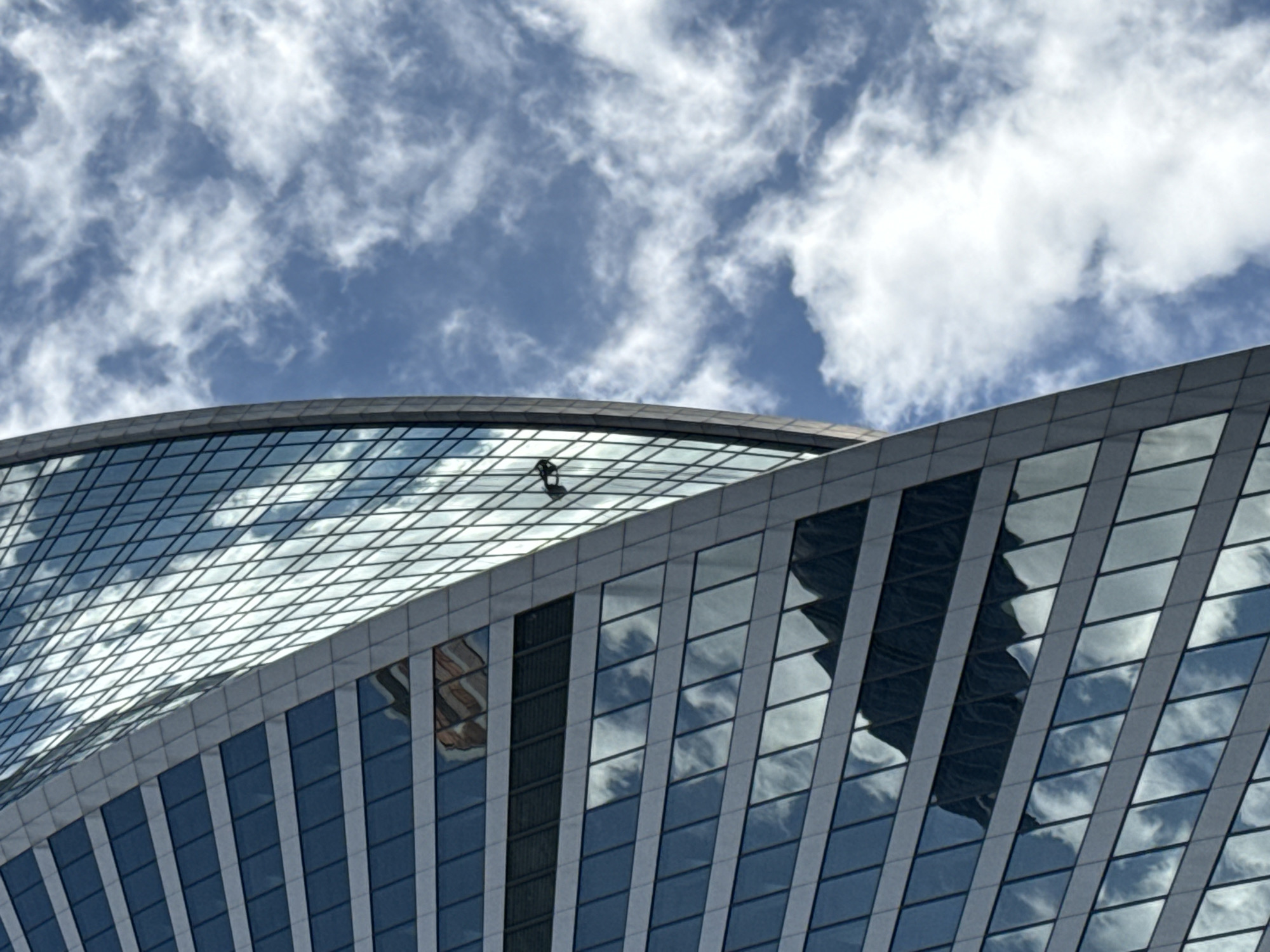 Morning scenes captured around modern Khimki building complex