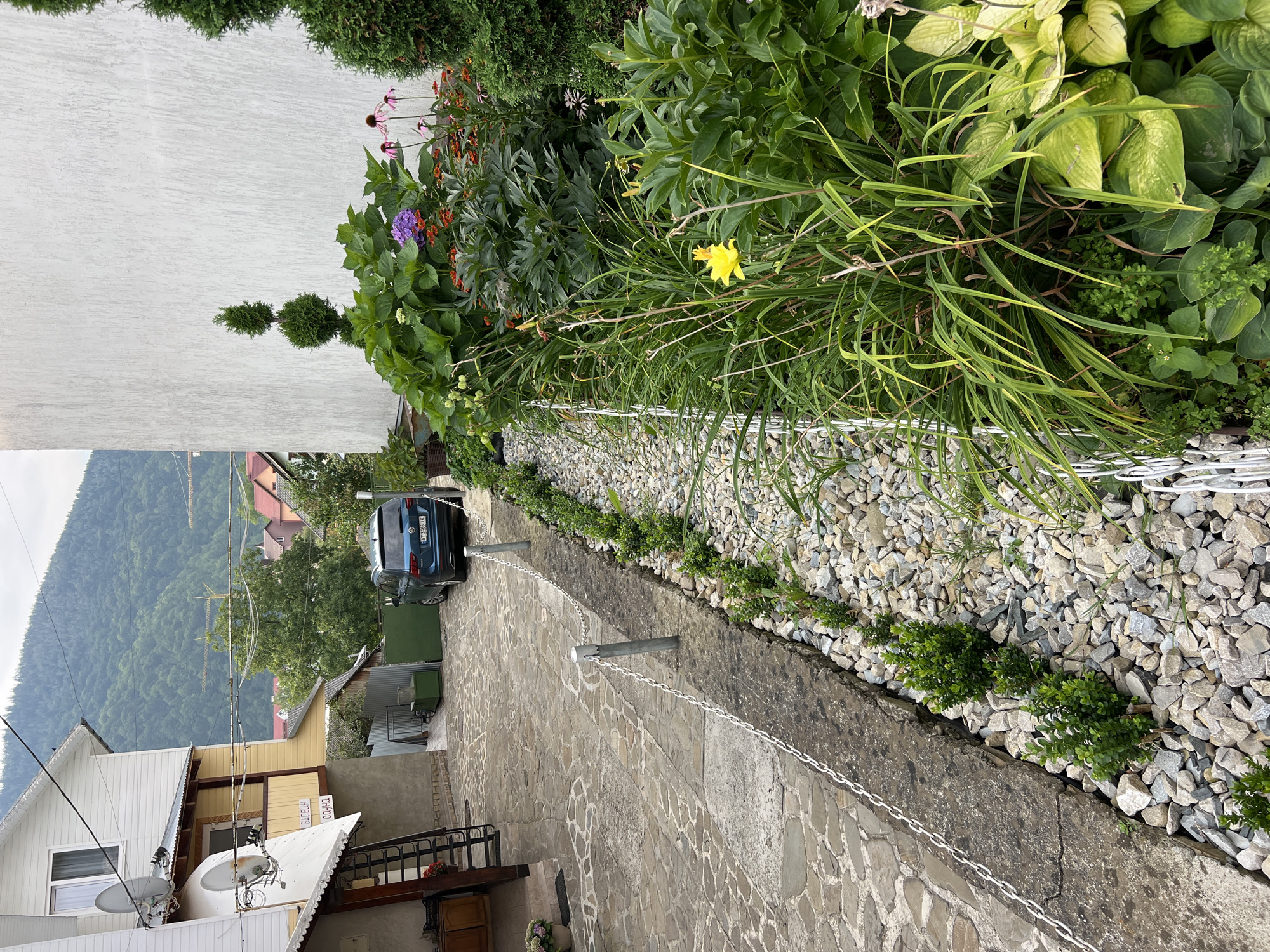 Quiet morning at a Carpathian guesthouse in Yaremche, Ukraine