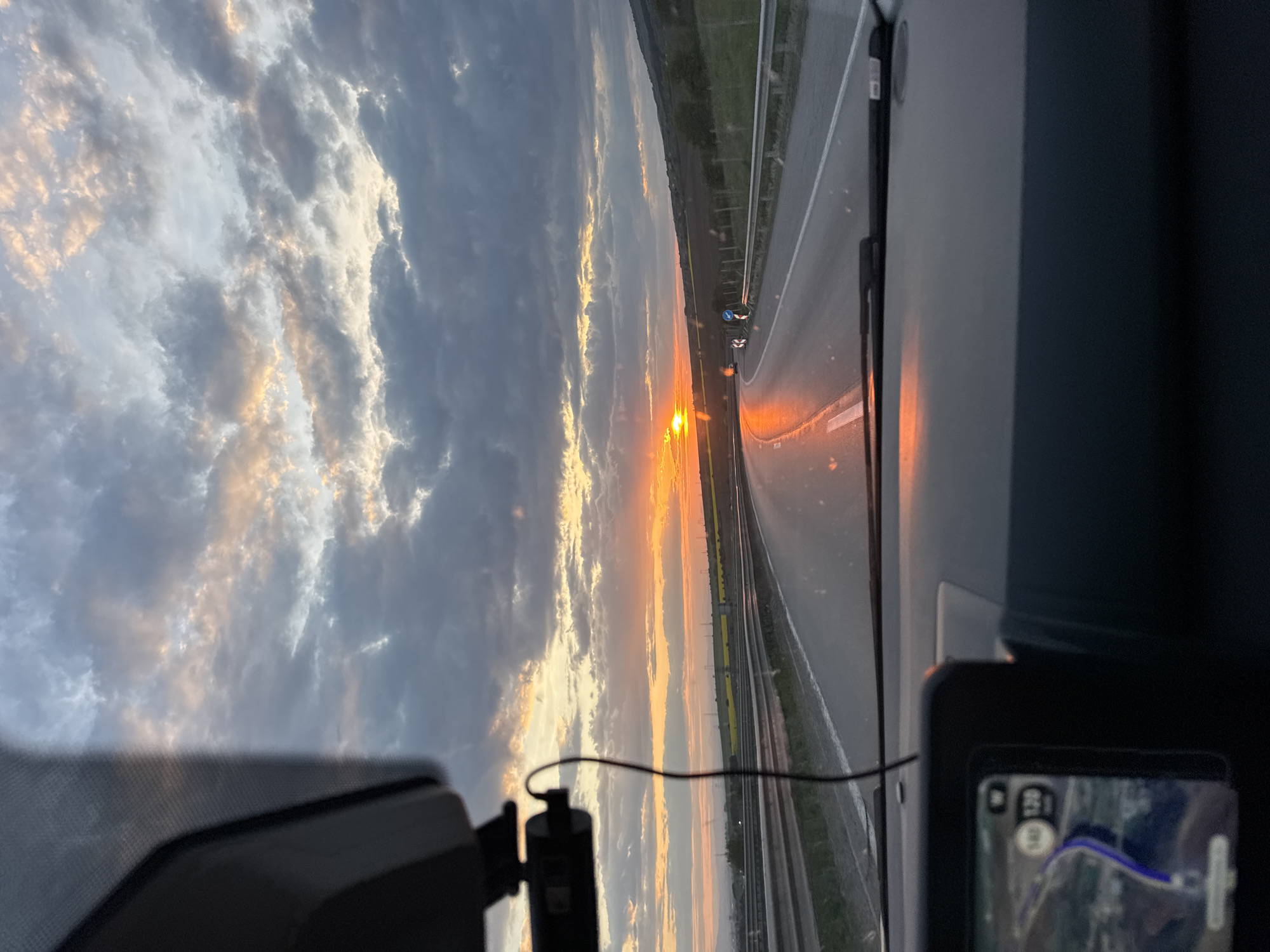 Highway sunset captured near Eleshnitsa, Bulgaria