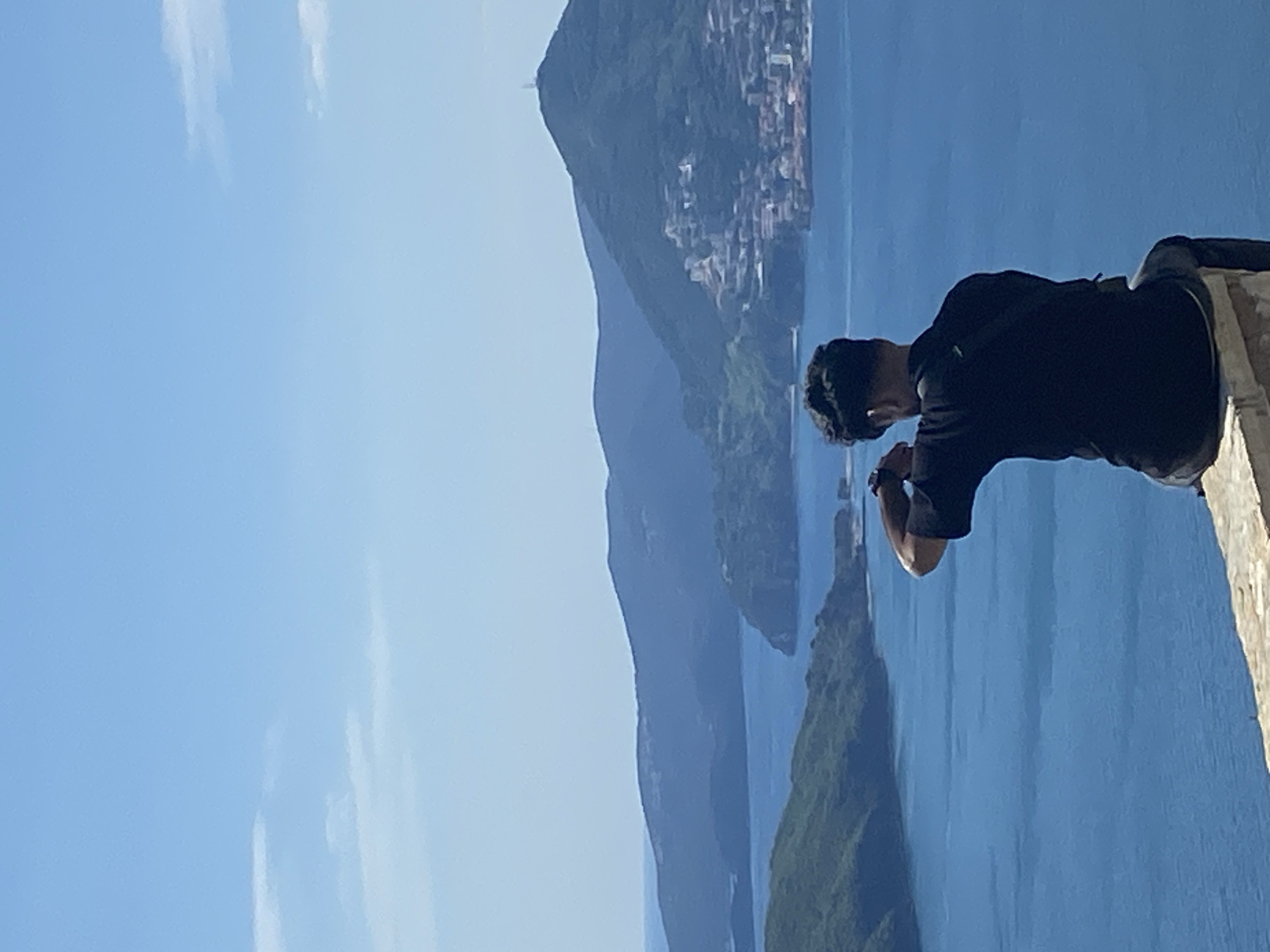 Clear skies observed over Montenegro coast from elevated viewpoint