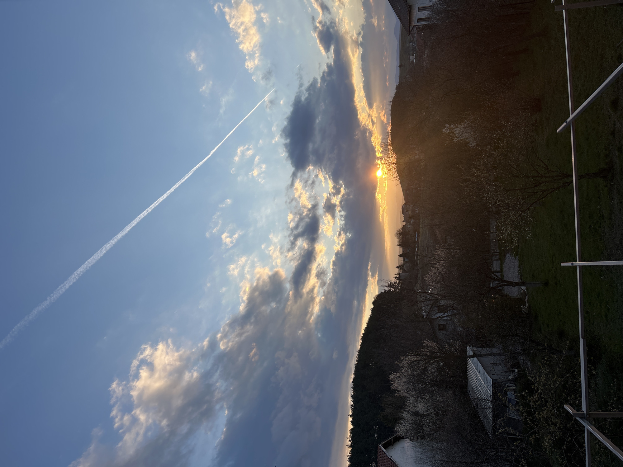 Sunset observed over Meshtitsa, Bulgaria from residential balcony