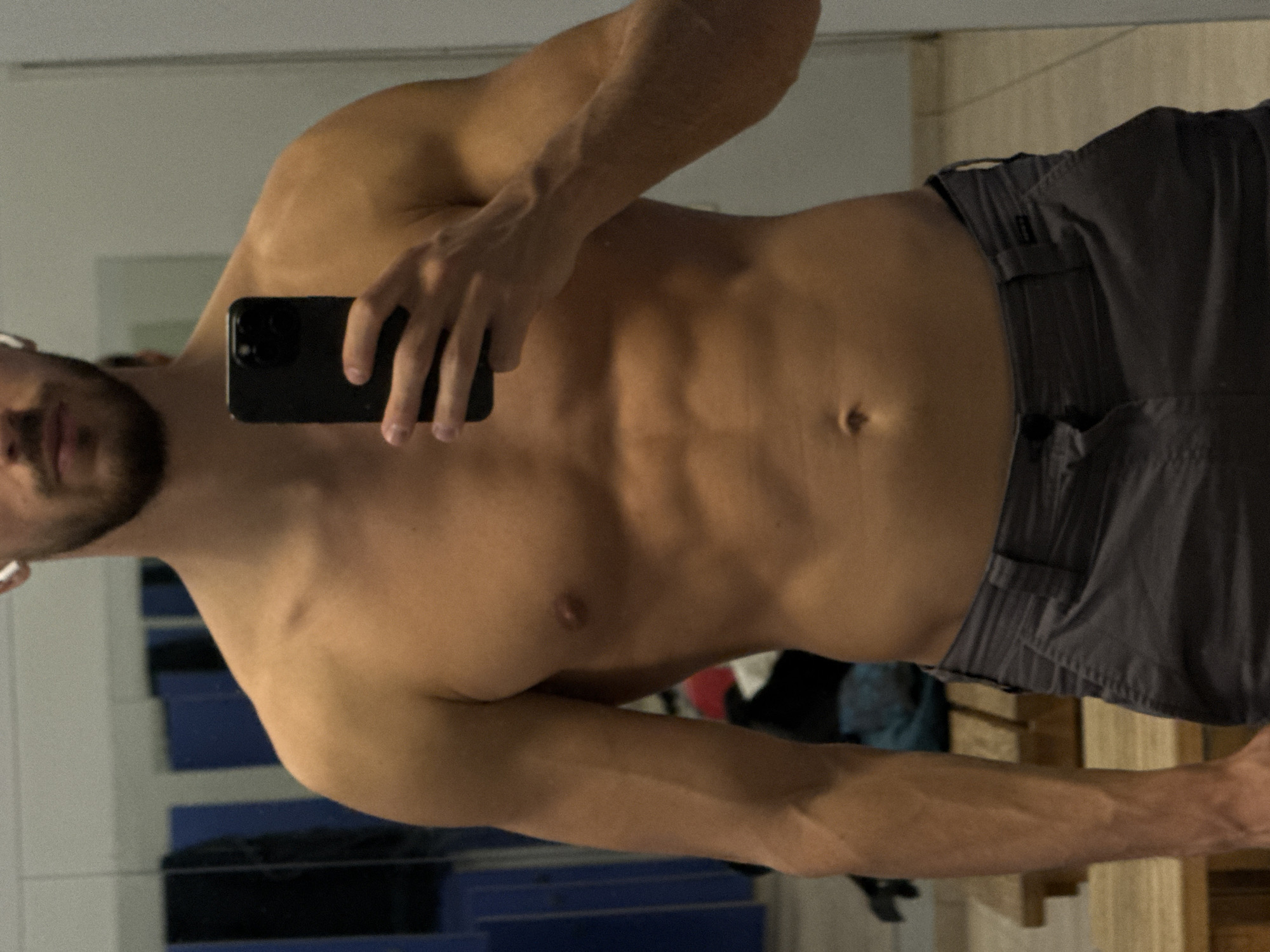 Man Takes Fitness Mirror Selfie in Gabrovo, Bulgaria