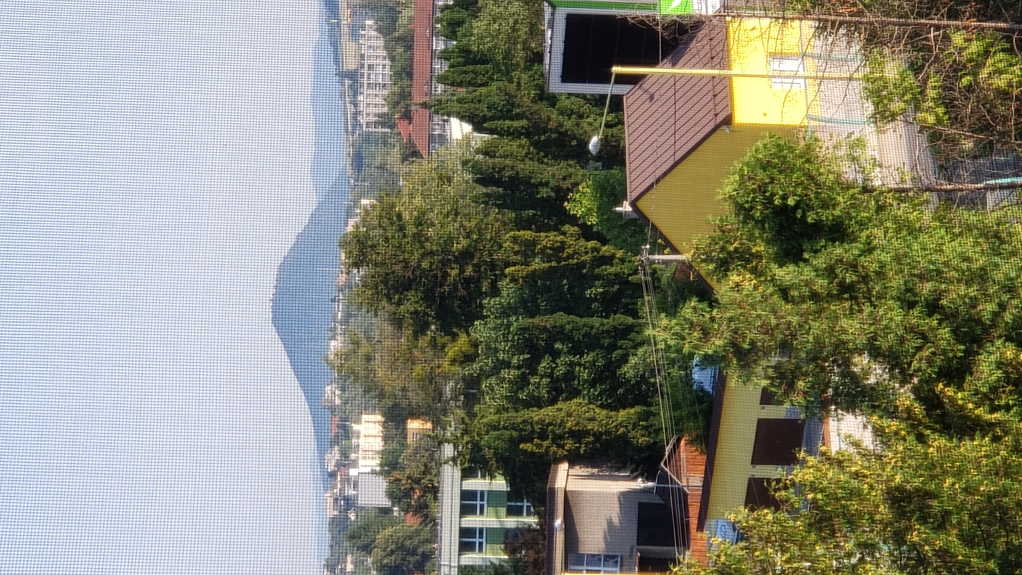 Morning views across a Prešov residential neighborhood and its hillside