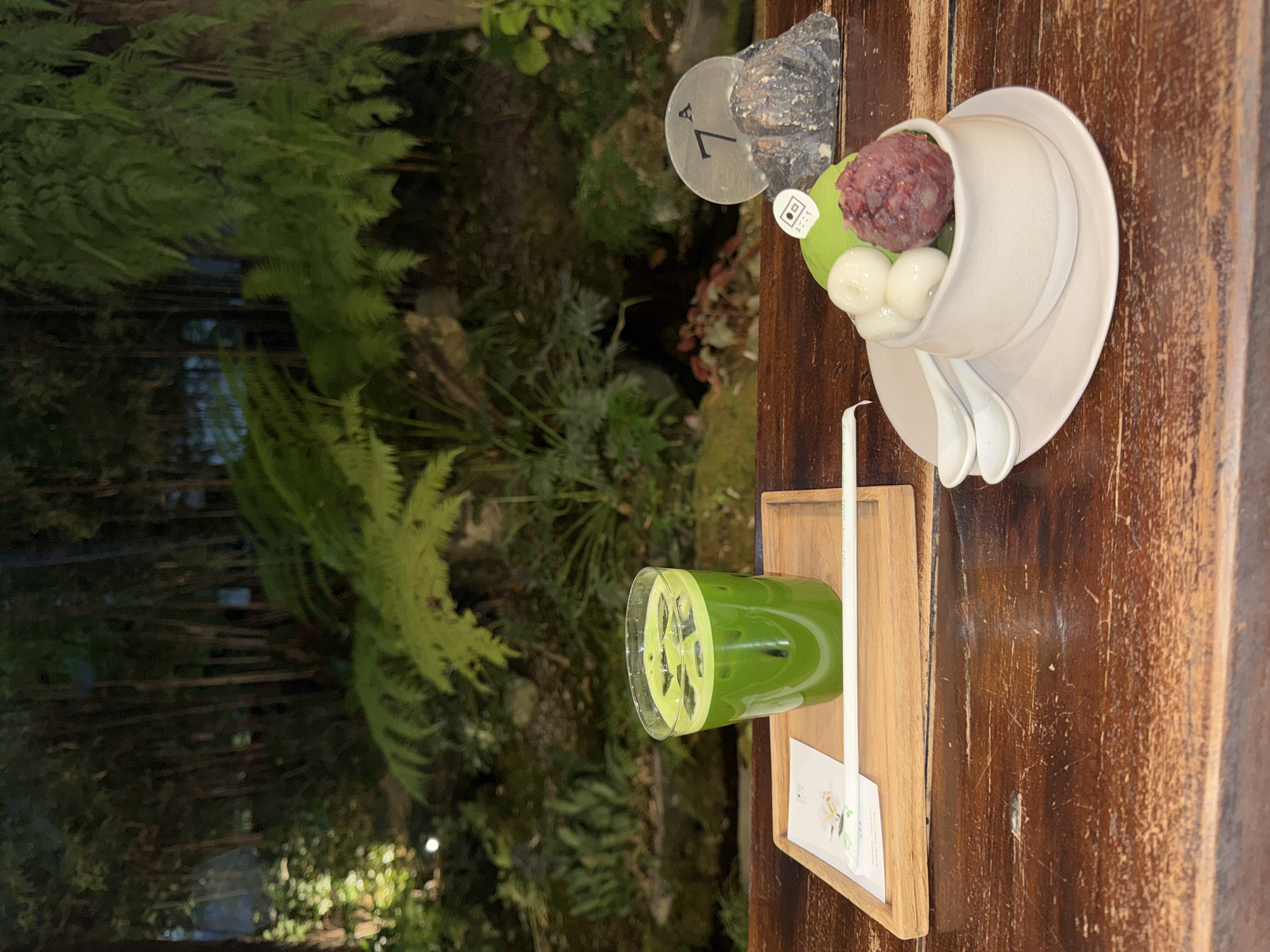 Diner documents matcha tea and dessert experience in Chiang Mai