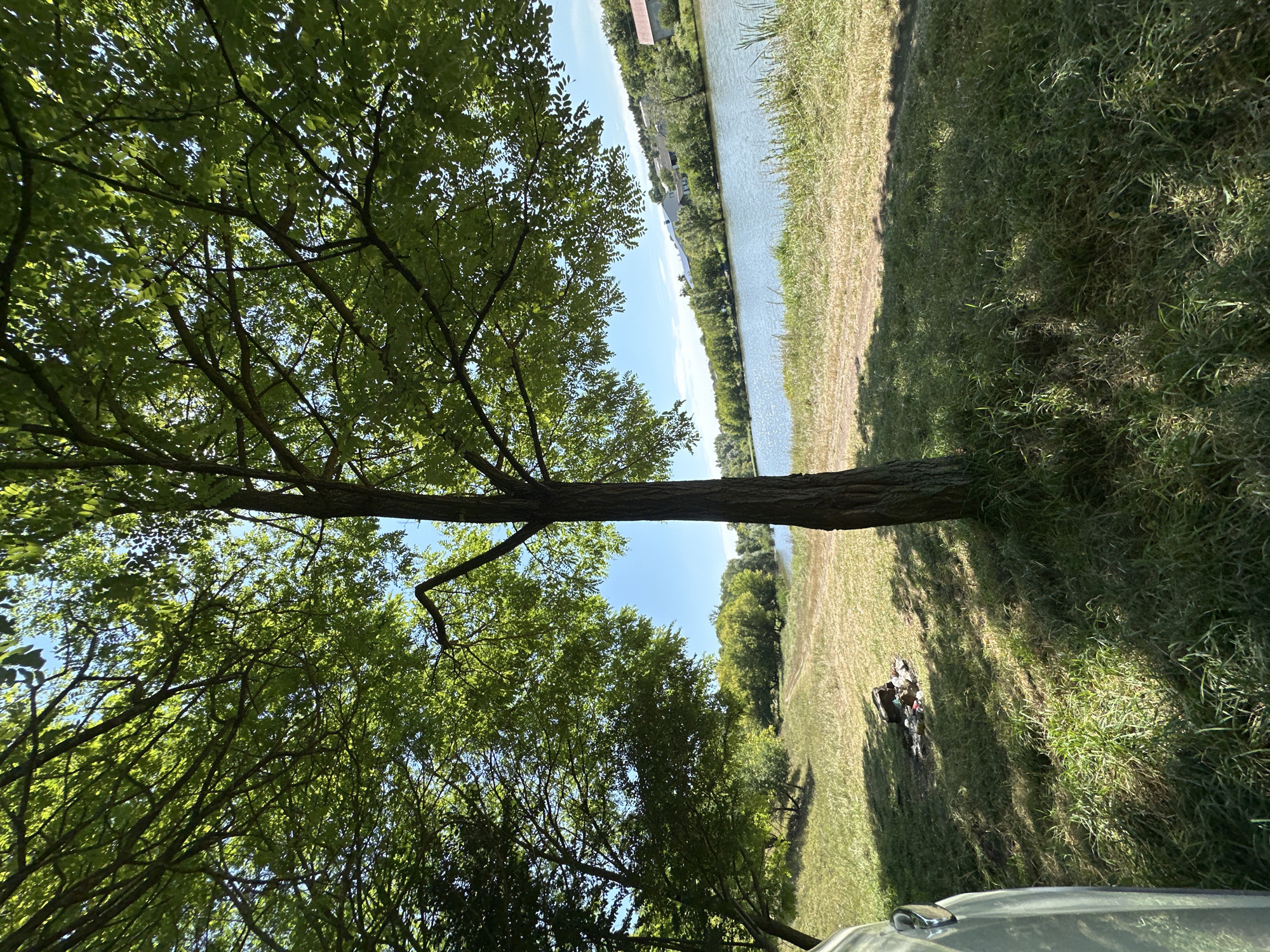 Parked by a river in Makiv, Ukraine, on a sunny morning