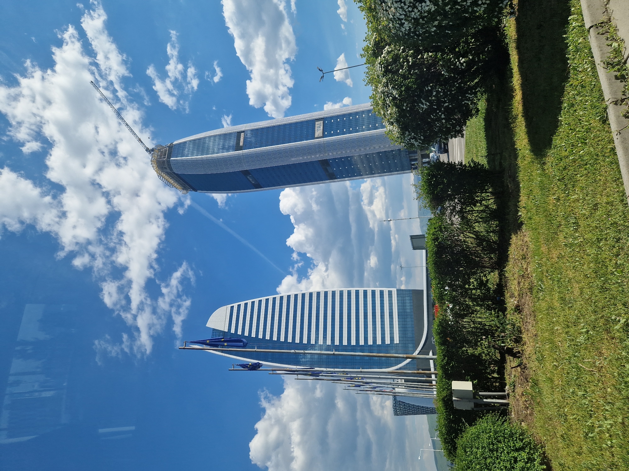 Modern buildings with blue facade observed in Sofia