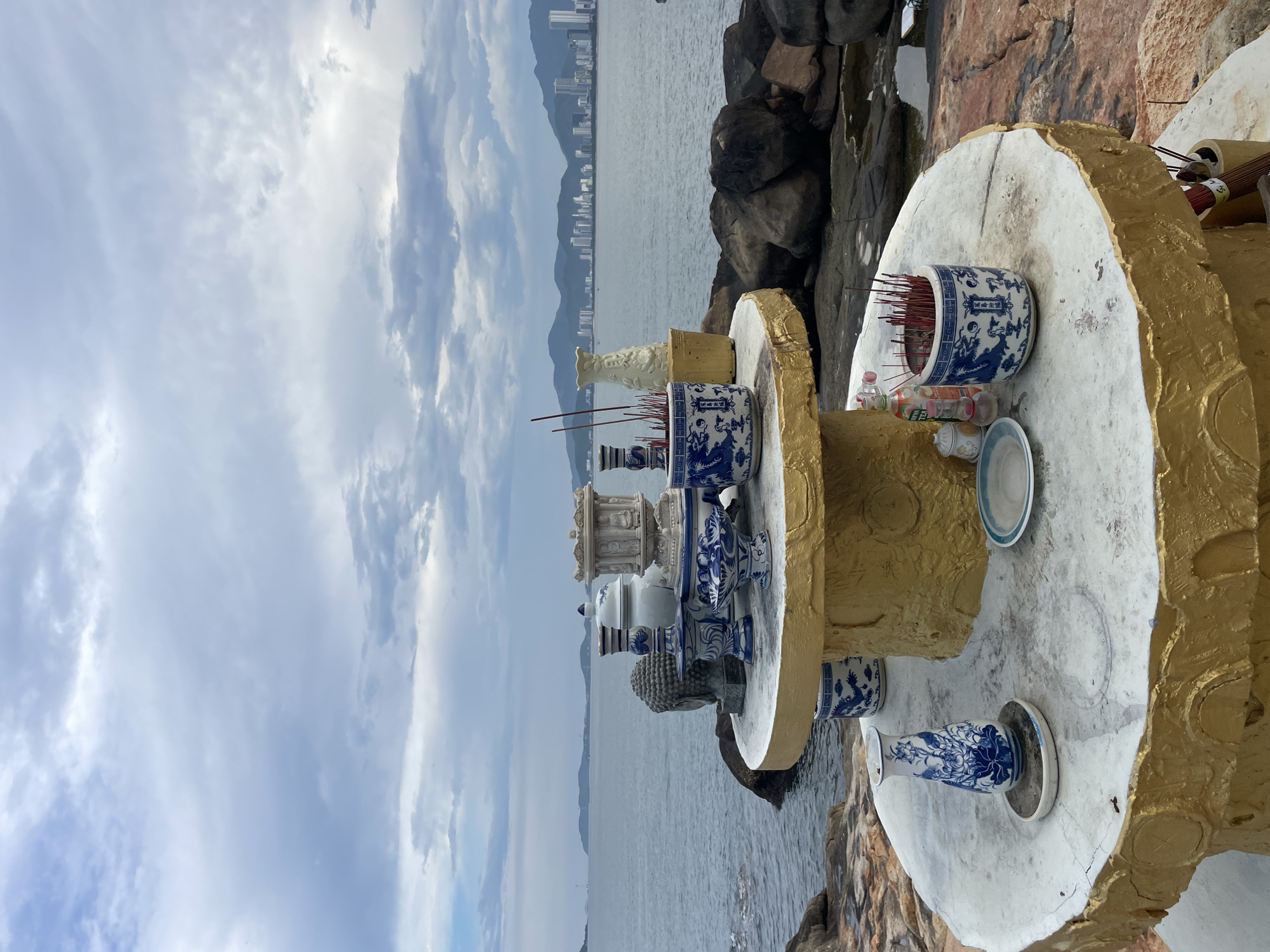 Seaside peace shrine with golden inscription, Nha Trang coast