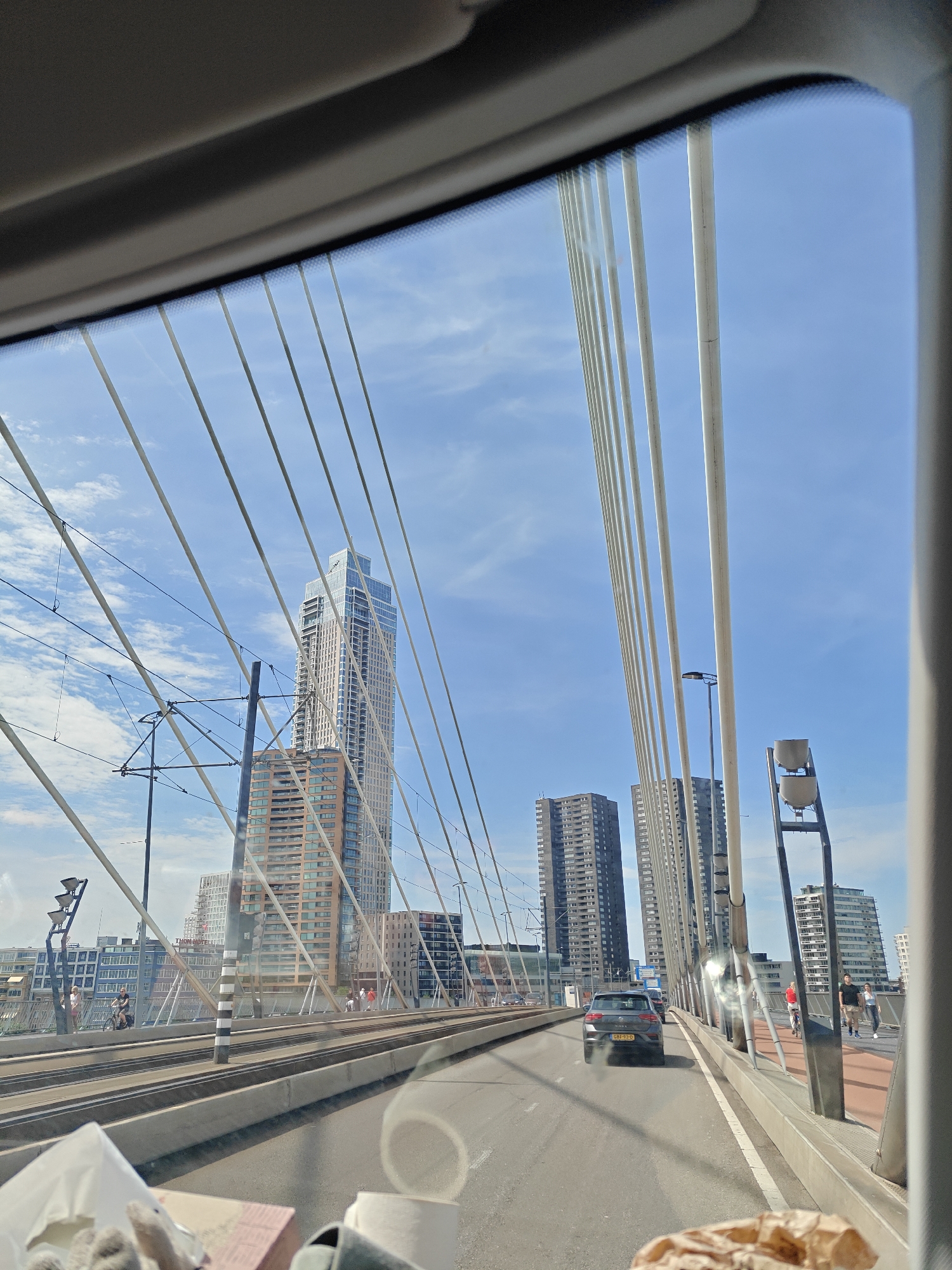 Crossing Rotterdam's Erasmusbrug on a sunny July afternoon