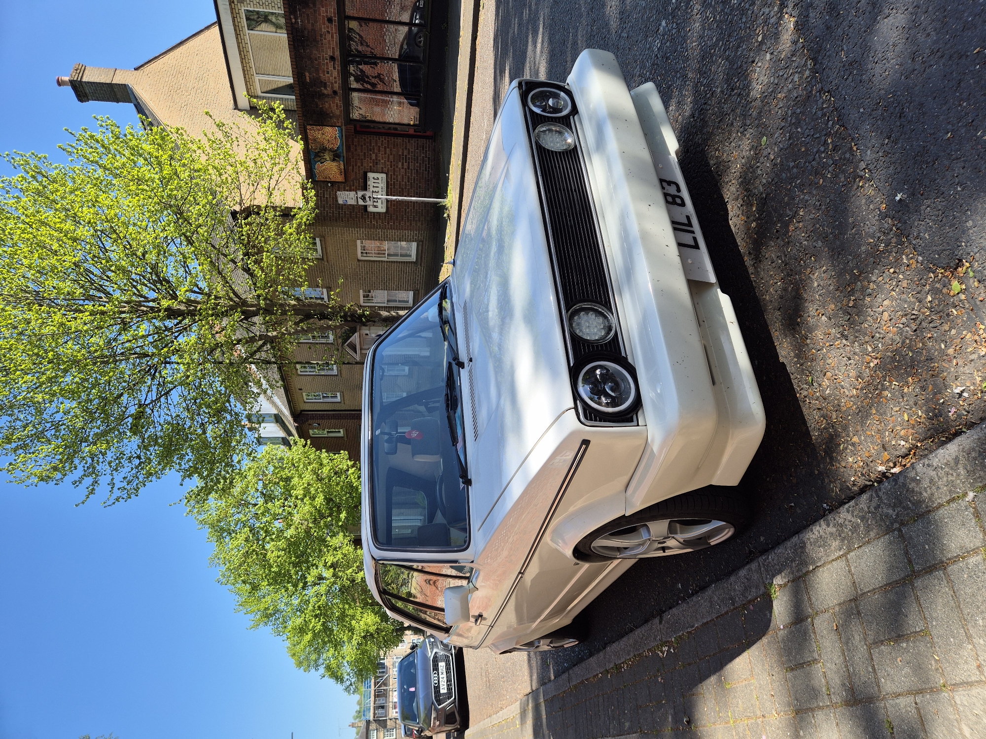 Classic white Volkswagen Golf spotted parked in West Suffolk