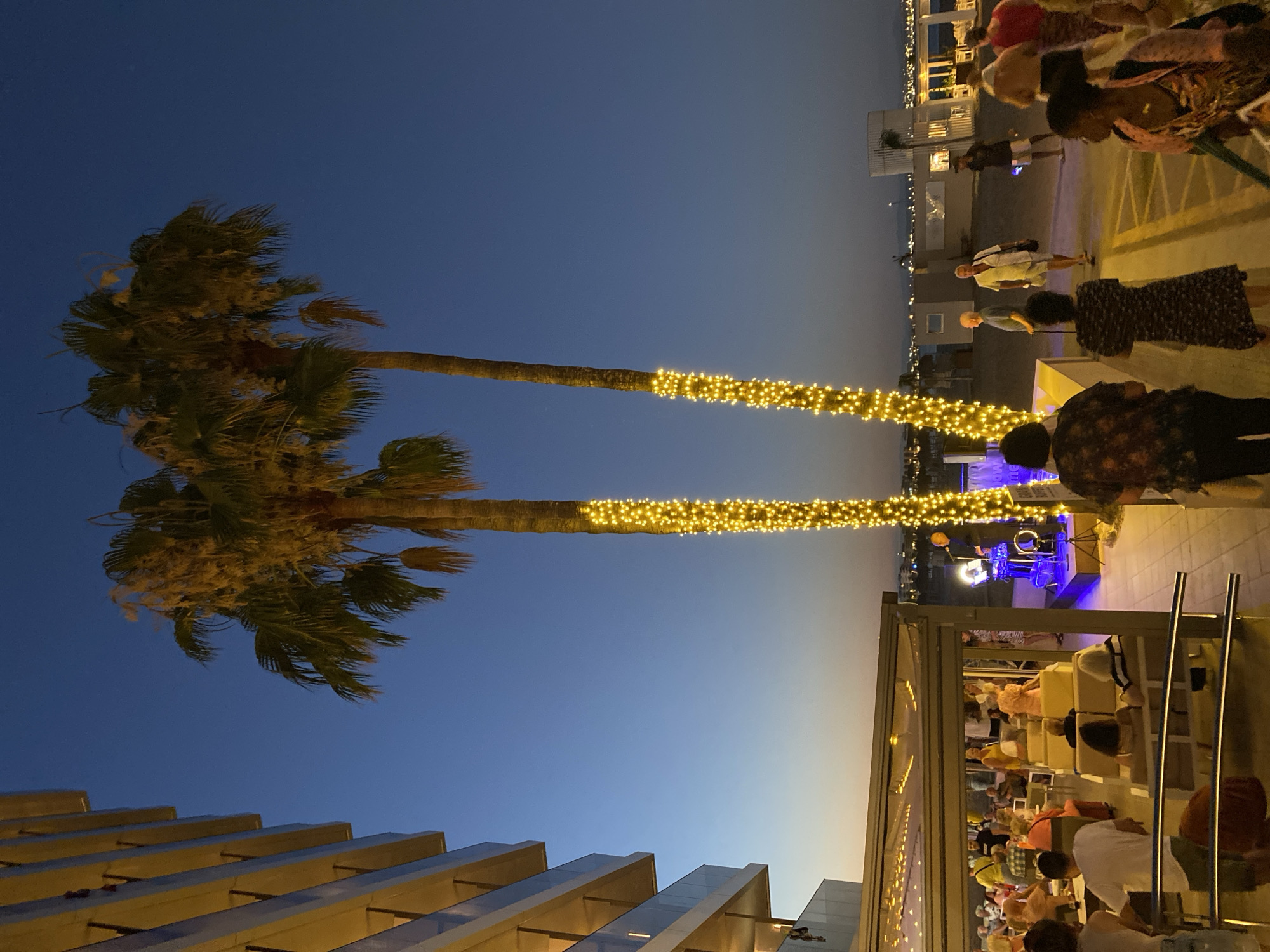 Resort evening comes alive at dusk in Vila-seca
