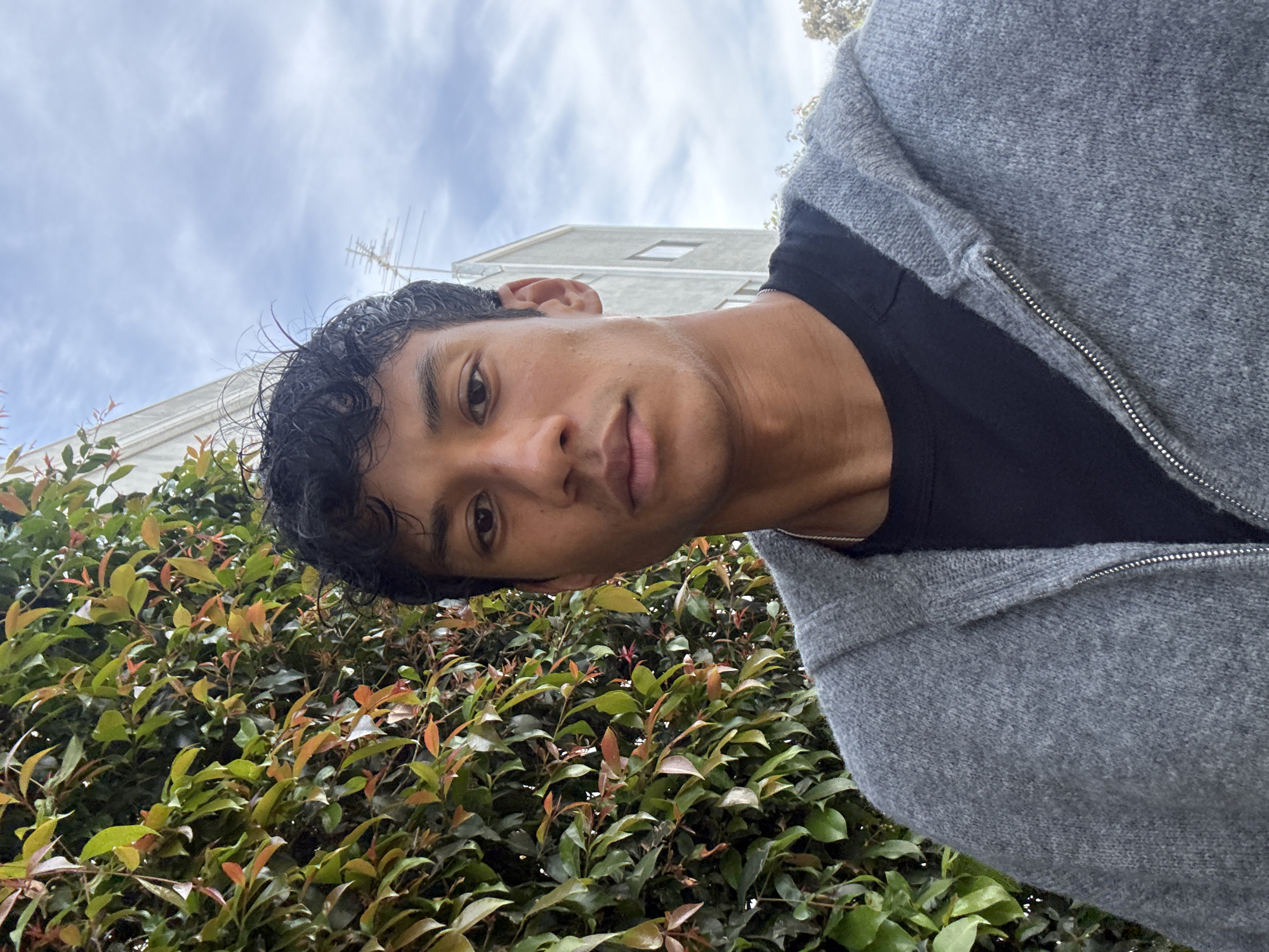 Man takes tilted selfie outdoors in Los Angeles