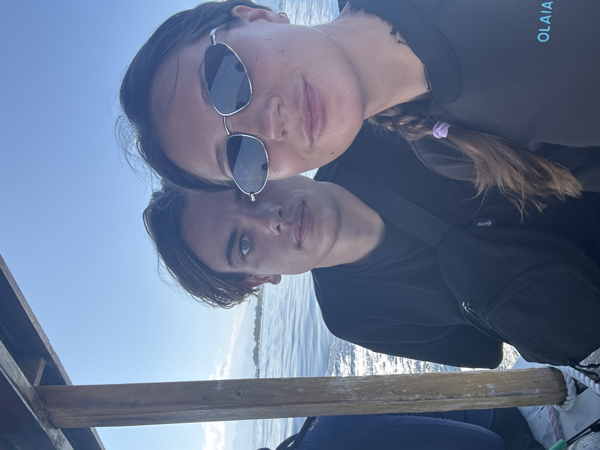 Couple takes selfies on boat in Indonesian waters