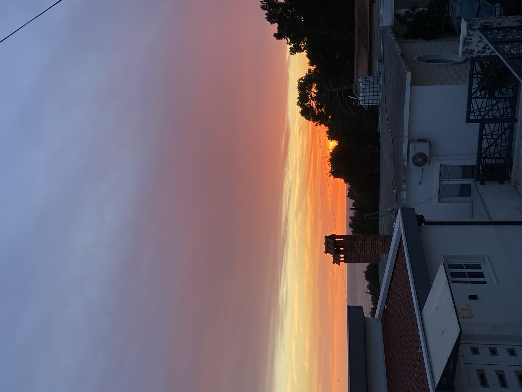 Sunset observed over residential area in Šušanj, Montenegro