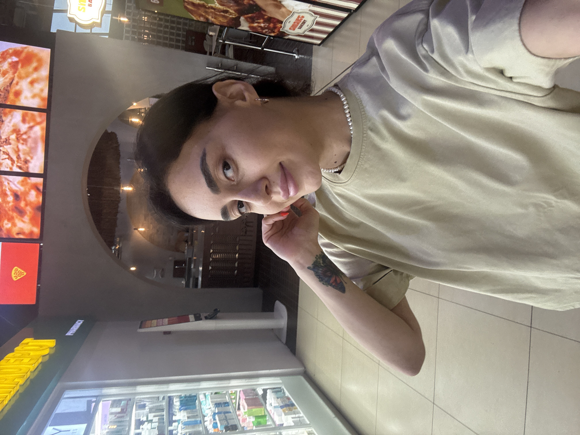 Selfie stop at a busy Argveta truck stop on a rainy day