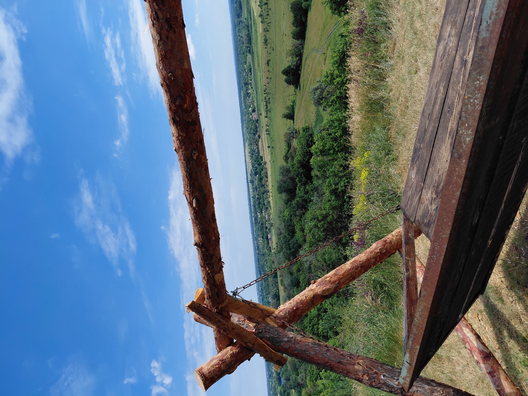 Hilltop rest stop overlooks open Ukrainian countryside