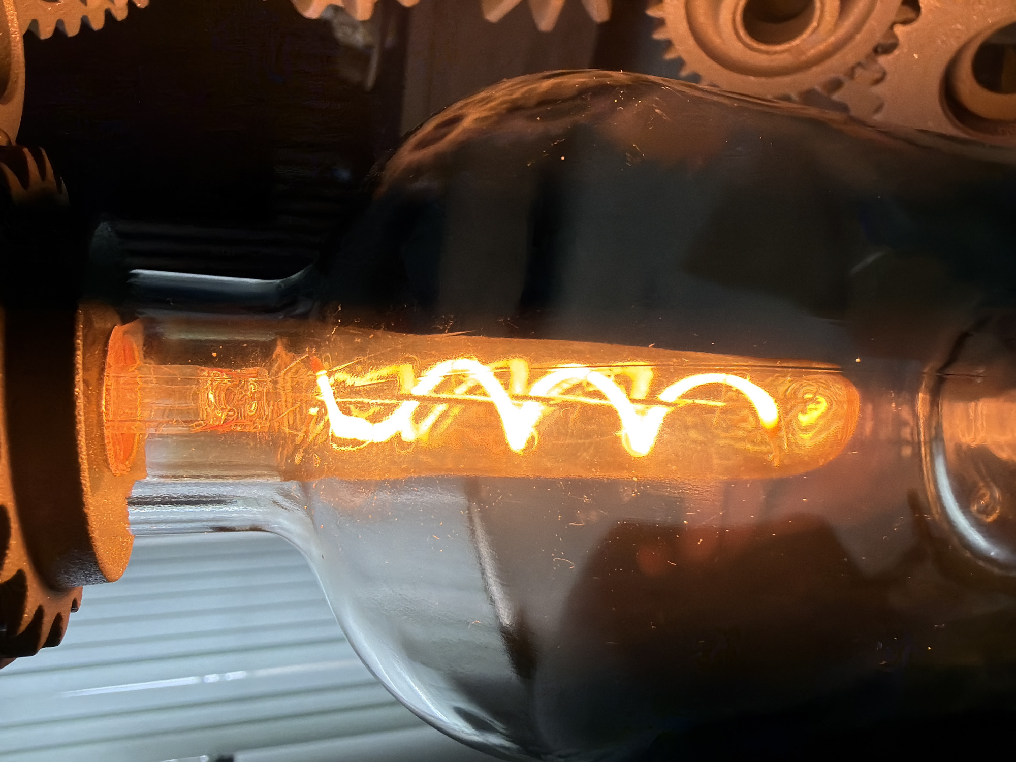 Steampunk lamp collection documented in Sofia morning hours