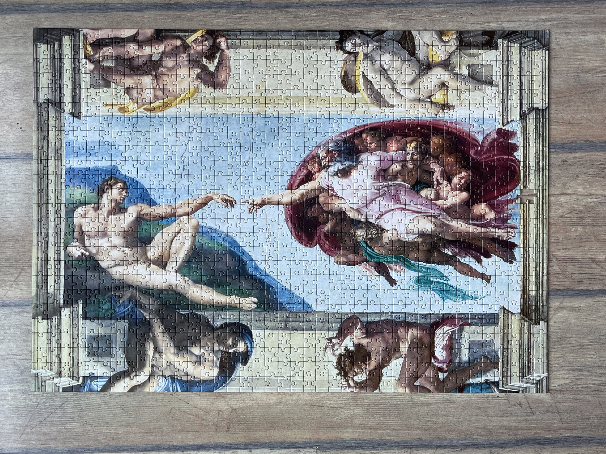 Domestic moments captured: puzzle, telescope, personal portraits