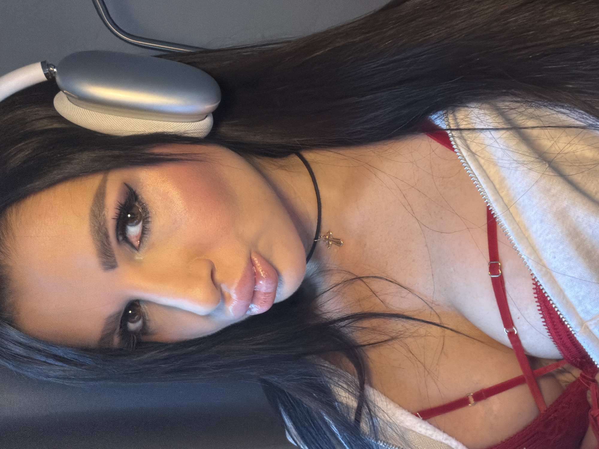 Woman in headphones photographed in Voronezh region