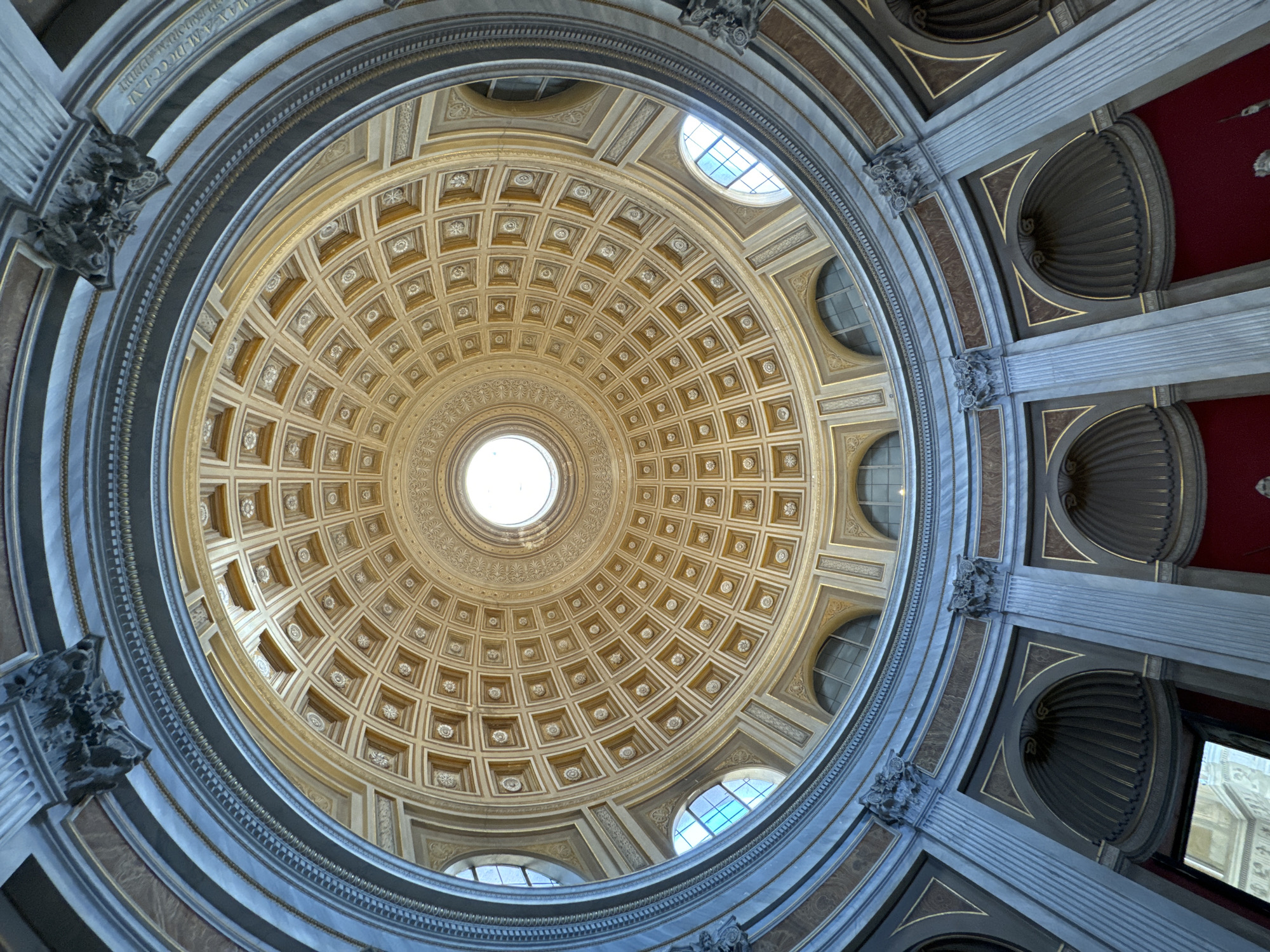 Visitors capture Rome building's coffered dome and bronze statue