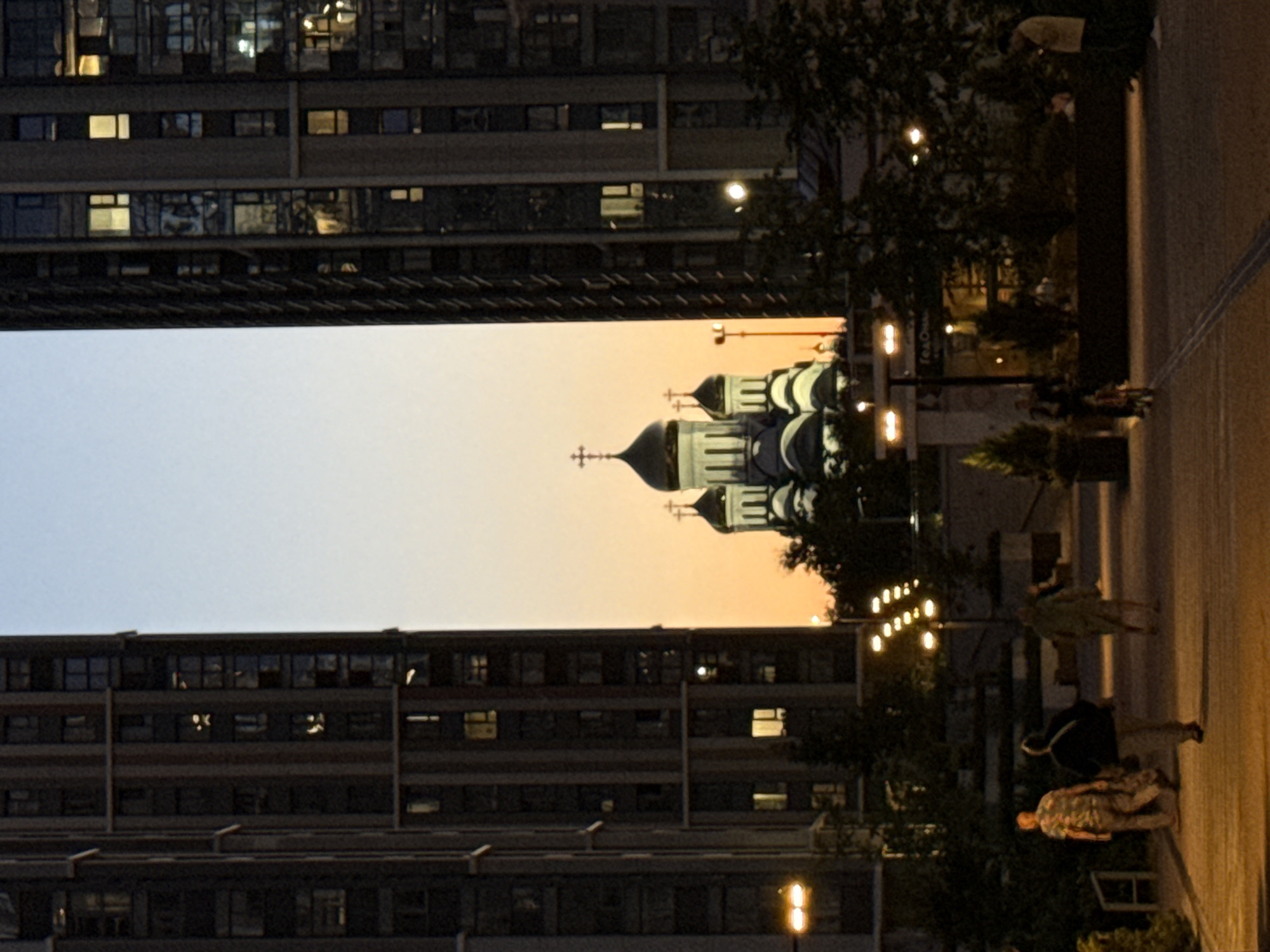 Dusk walk through a modern Moscow residential district