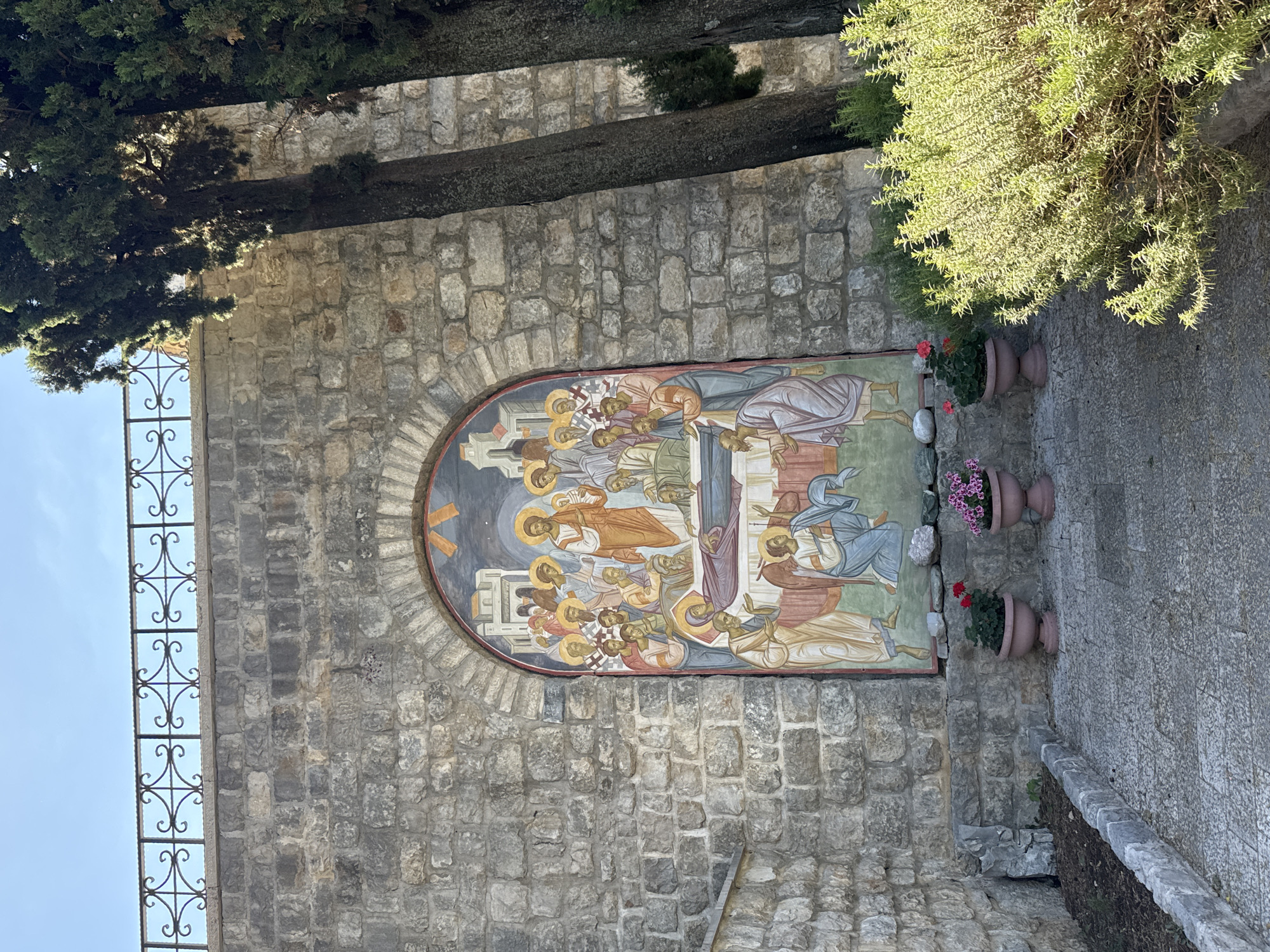 Tourist documents Byzantine church complex in Trebinje, Bosnia