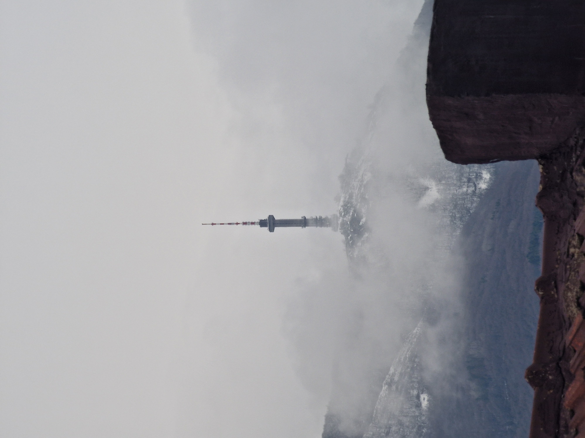 Heavy fog blankets Sofia's mountains and TV tower