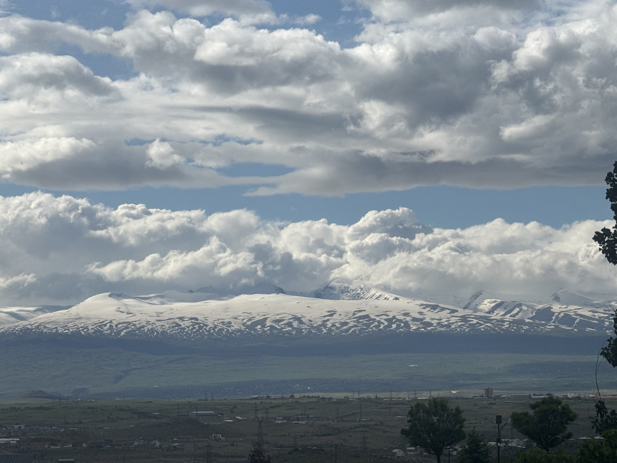 Cloudy skies, snow-capped peaks observed over Yerevan valley