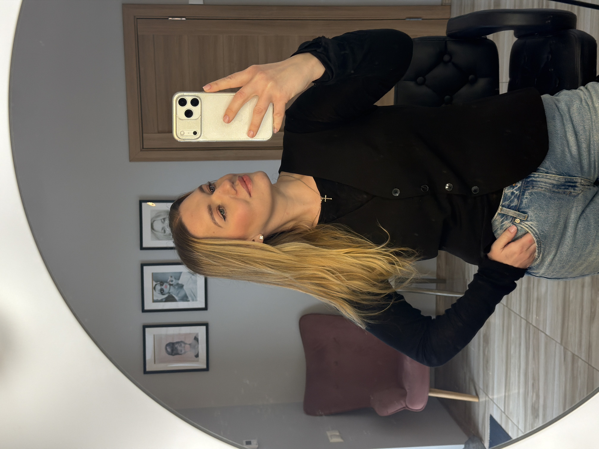 Woman photographed at multiple Riga locations during morning hours