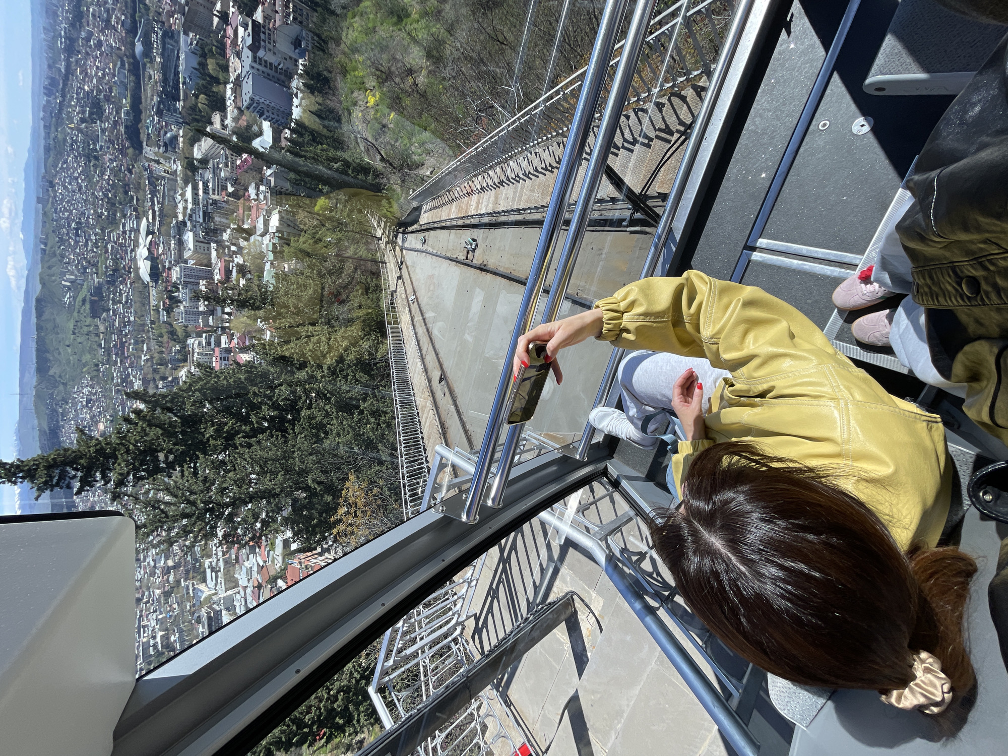 Morning funicular ride documented across central Tbilisi