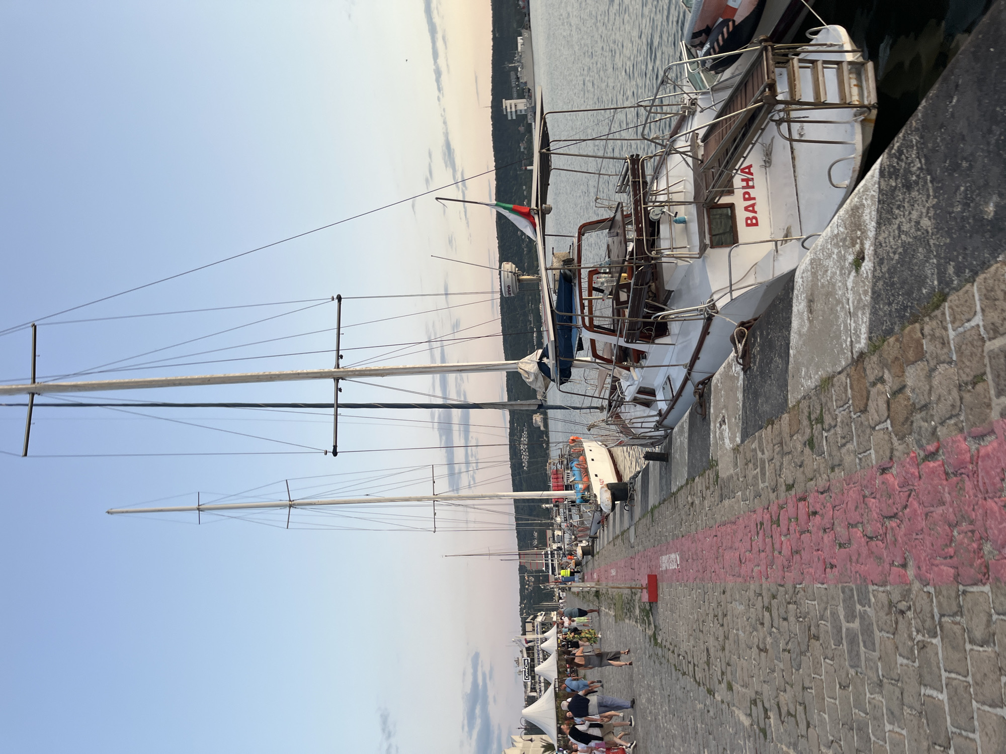 Varna port and funfair at sunset, summer evening