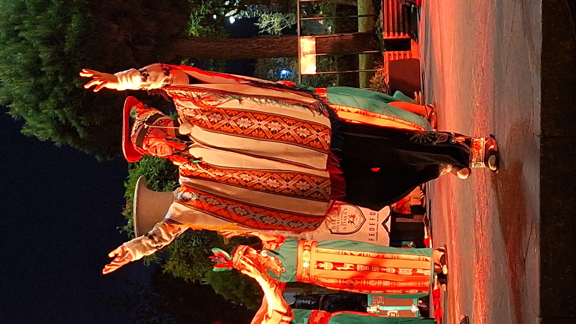 Traditional dancers perform nighttime cultural show in Arequipa, Peru