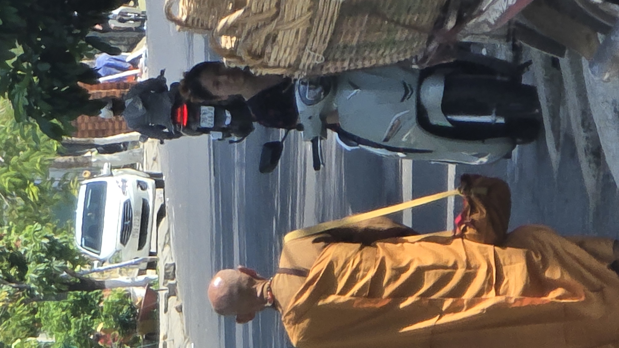 Buddhist monk walks barefoot through Nha Trang streets