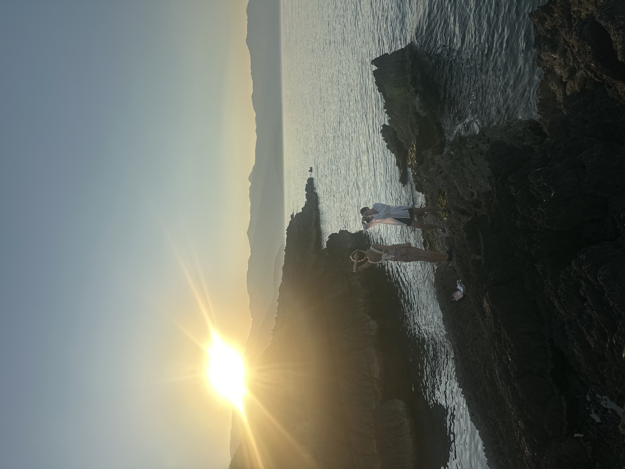 Sunset and rocky shores on the Montenegrin coast