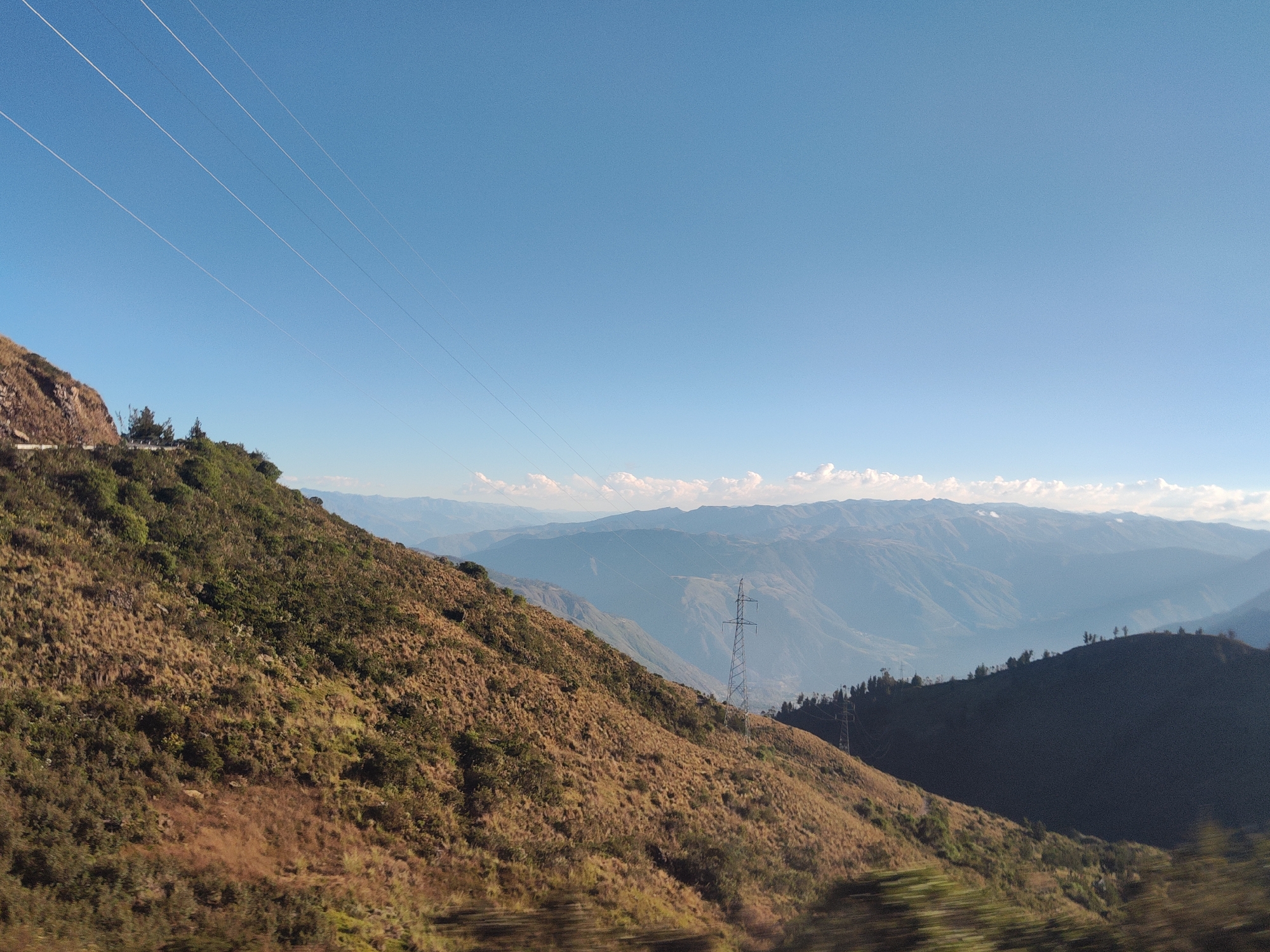 Mountainous landscape with power lines documented near Abancay, Peru